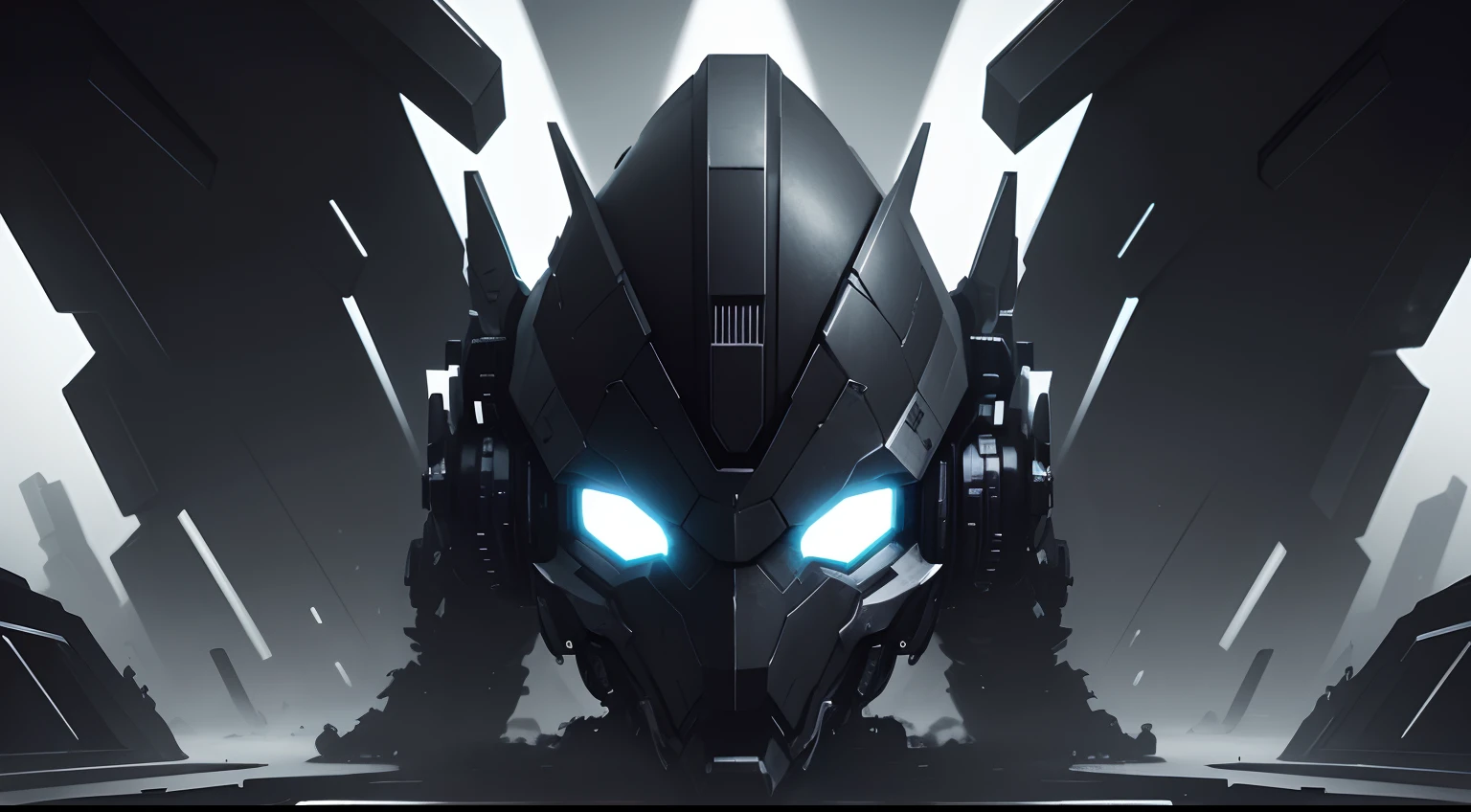 16:9 wallpaper, ultra resolution, max detail, heavy fractals, black, grey, and chrome, psychedelic, negative space, dystopian, cyborg, mechanical, hdr.