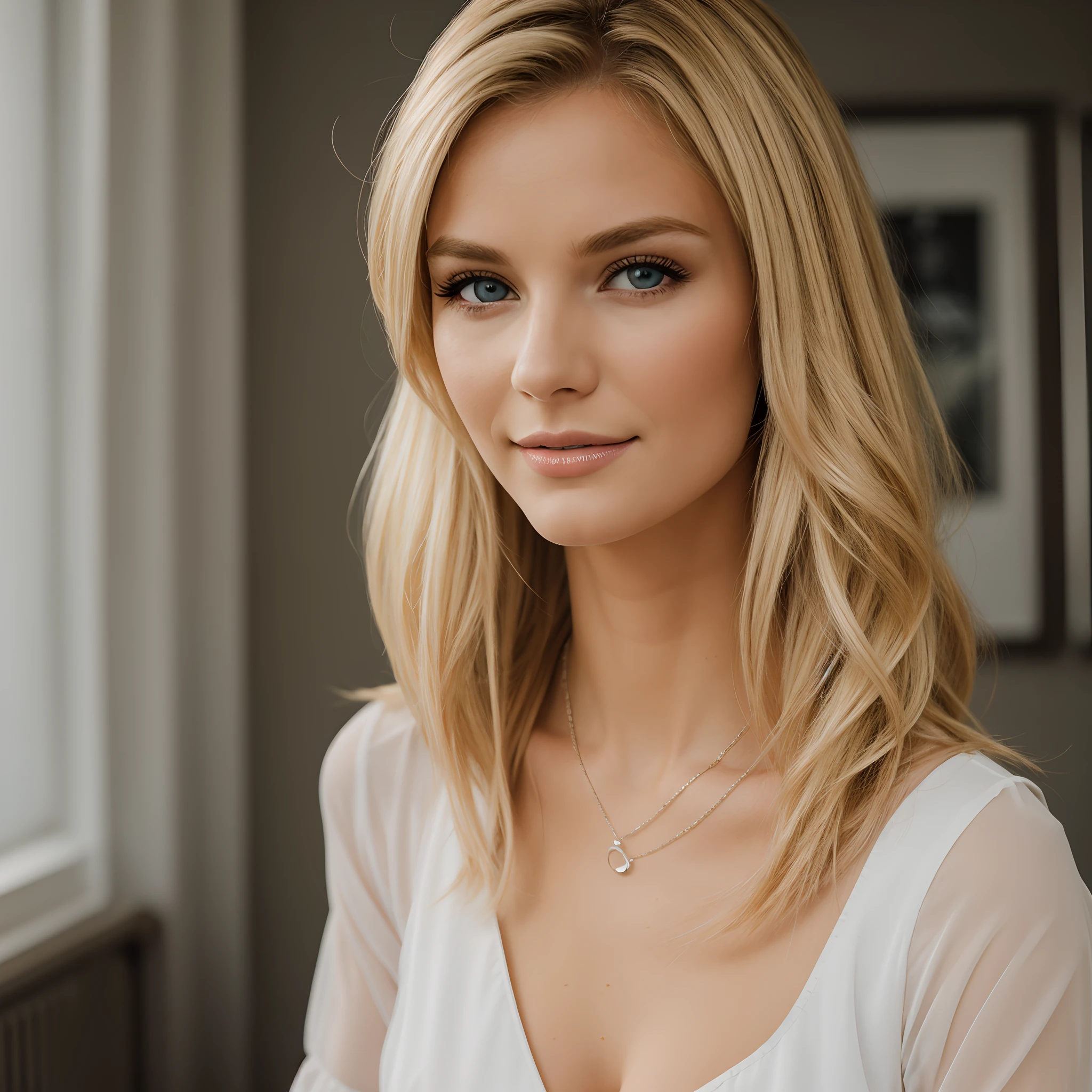 Bilder eines 21 Jahre alten Models, blond, attraktiv, sweet, 55mm linse, Studio Photografic, Hochdetailliertes Hautbild, mittlere Oberweite