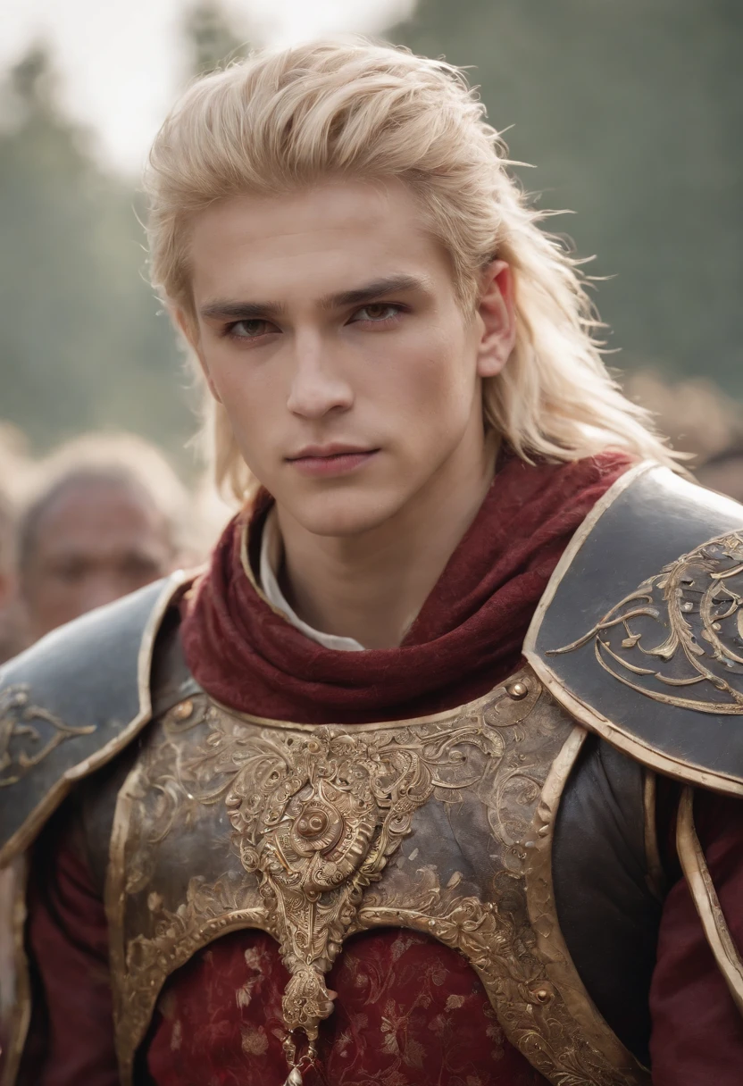 Masterpiece, Best quality, 1boys, Solo, ,Red eyes, gilgamesh_\(fate\), Solo, Blonde hair ,Armor, Earrings, jewelry ,Strong, spiked hair, Male focus, Upper body, Relaxed, White background,