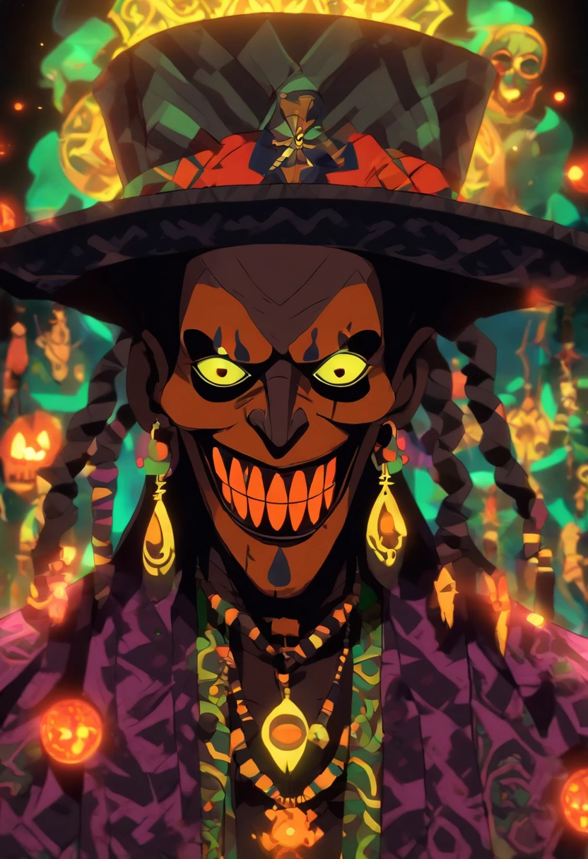 (((PAPA LEGBA))) melhor qualidade, ultra-high resolution, CG detalhado 4K, master part,Papa Legba,Homem velhor,cachimbo,Roupas africana, Mitologia Voodoo, ((Deus Voodoo)), Imagem africana, aesthetic, centrado na tela
