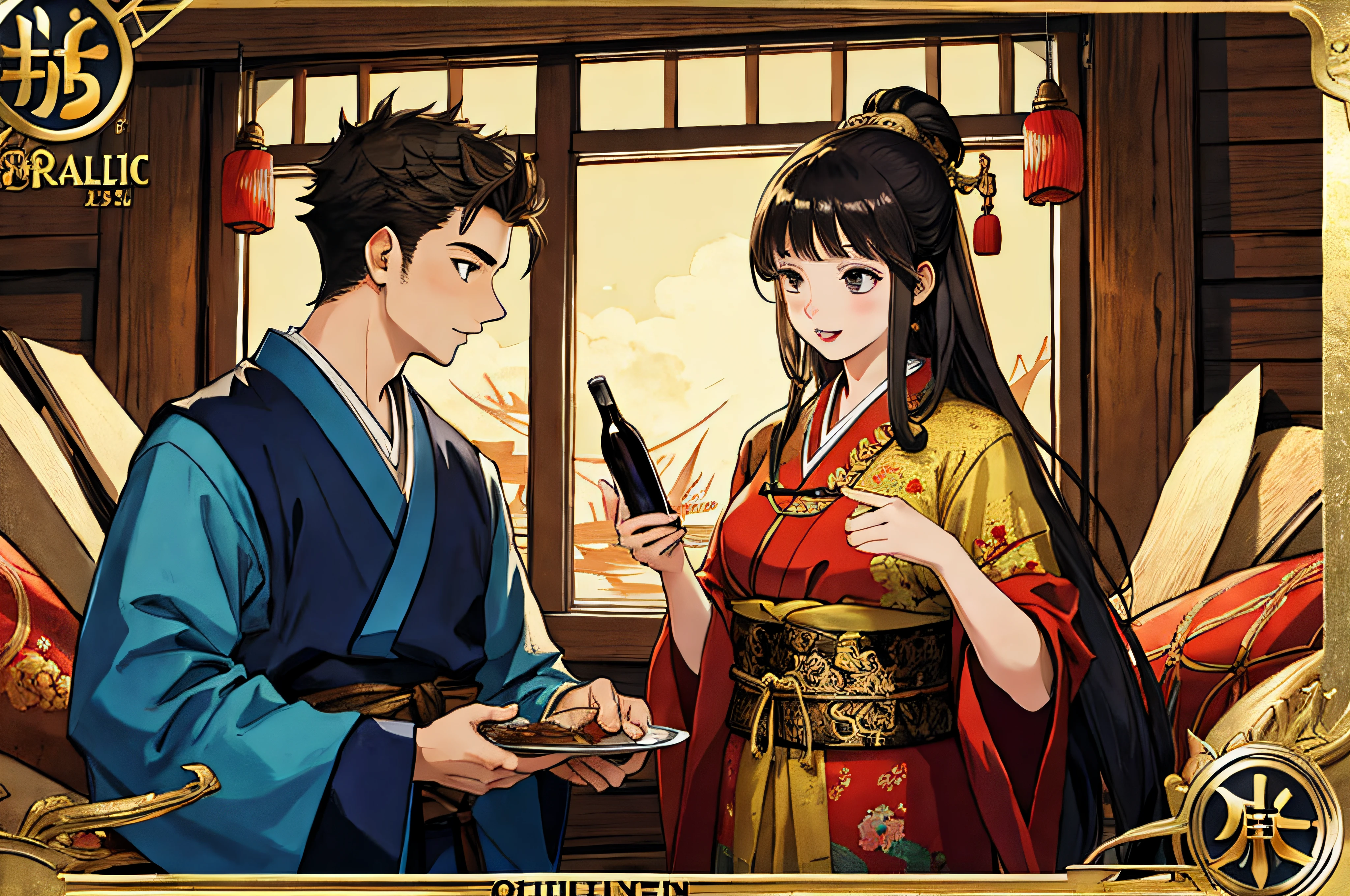 (best quality), oriental detailed background,girl with man , alchemist