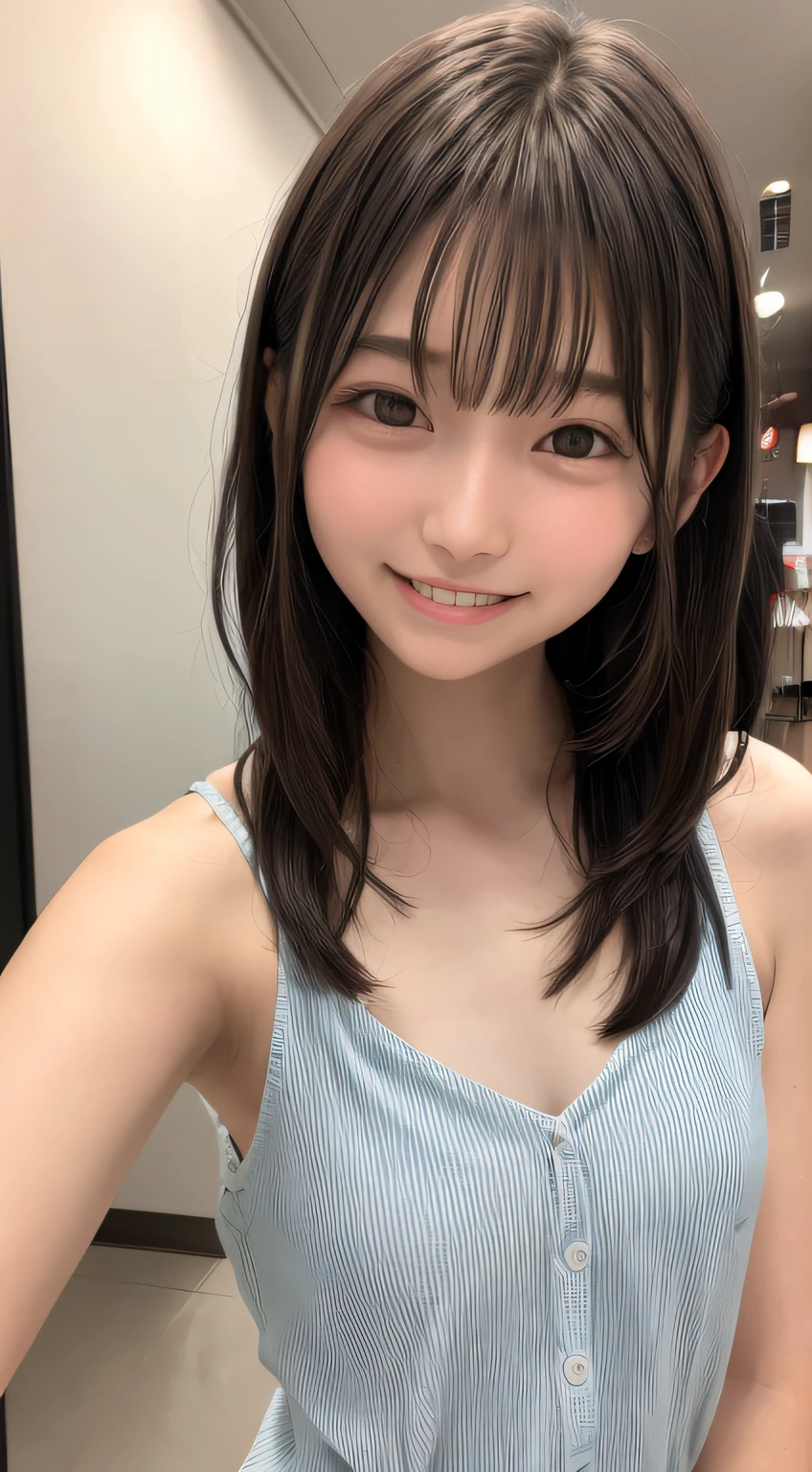  A-cup body shape、flat breast、Pretty women:1.3、A-cup、very slender body:2.8、(Medium Hair)、(((Super small breasts)))、very flat chest:1.8、very slender body、Slender Abs、areola is visible、（The color of the areola is black:1.8）（Slouched:1.4）sideways Facing、(Photorealsitic:1.4)、(hyper realisitic:1.4)、(realisitic:1.3)、(Smooth lighting:1.05)、(Improved lighting quality in movies:0.9)、40k、1girl in、(40 year old girl)、Realistic lighting、Back lighting、Facial light、raytrace、(brightened light:1.2)、(enhanced quality:1.4)、(Top quality real texture skins:1.4)、finely eye、finerly detailed face、Fine quality eye、(Tired, sleepy and satisfied:0.0)、  body closeup、(enhance body line mood:1.1)、(Increase the beauty of skin texture:1.1)、smile、ピンクのゆったりとしたタンクトップ、チノパン、casual、The hotel rooftop is in the background