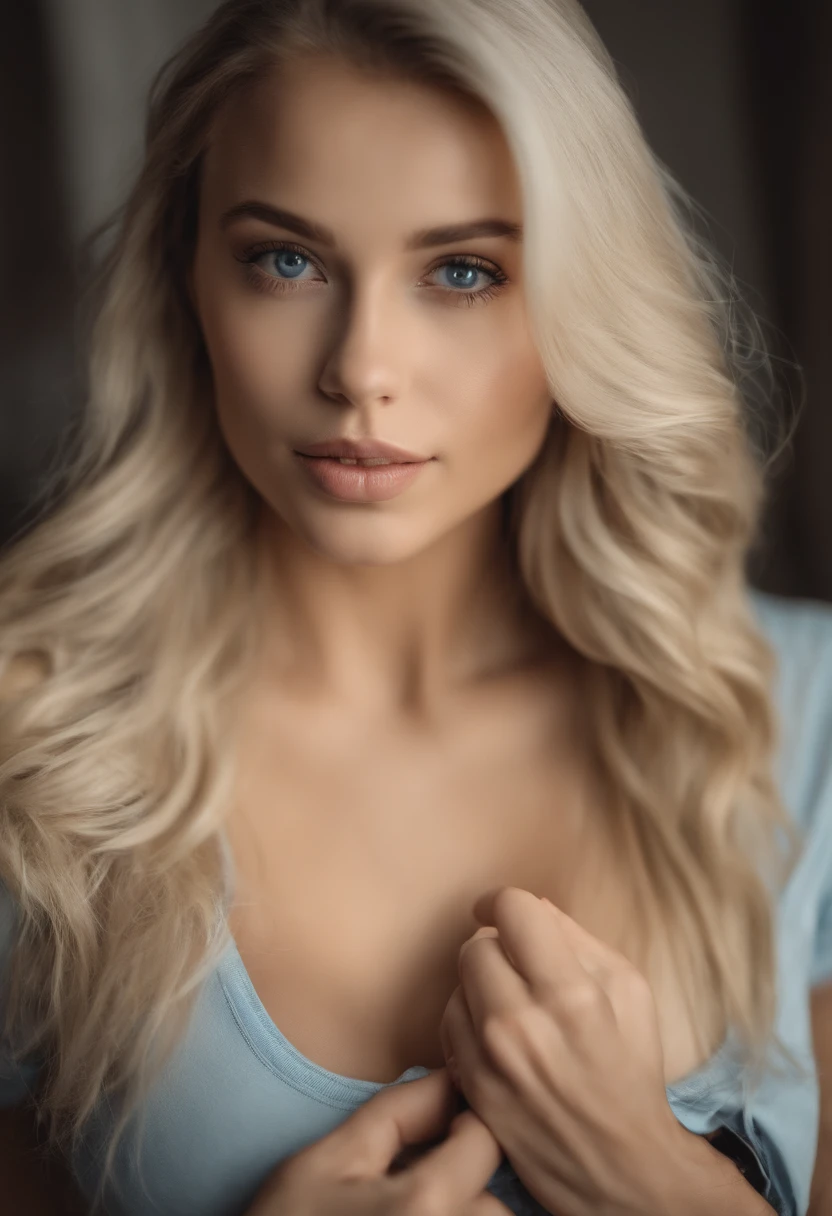 Woman with matching tank top and panties, Sexy girl with blue eyes, portrait sophie mudd, Portrait de Corinna Kopf, blonde hair and large eyes, Selfie einer jungen Frau, ohne Make-up, Natural makeup, Blick direkt in die Kamera, Gesicht mit Artgram, dezentes Make-up, Great full body photo, im Zimmer, big boobs, Blond, Latein