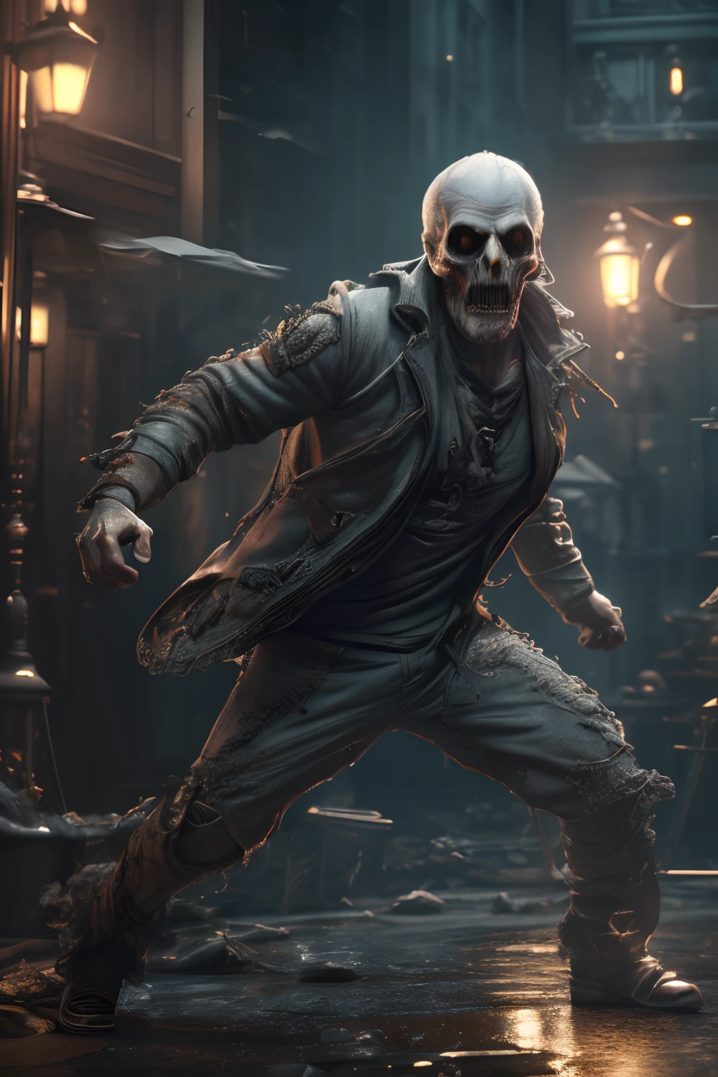 (extremely detailed CG octane render 8k wallpaper), photography by Annie Leibovitz, half rotten male undead ghost,dynamic action angle, (((masterpiece action photo))), photorealistic, photorealism, film, studio lighting, detailed skin, ultra realistic, bokeh, sharp features, cute detailed, cinematic, intricate detail,