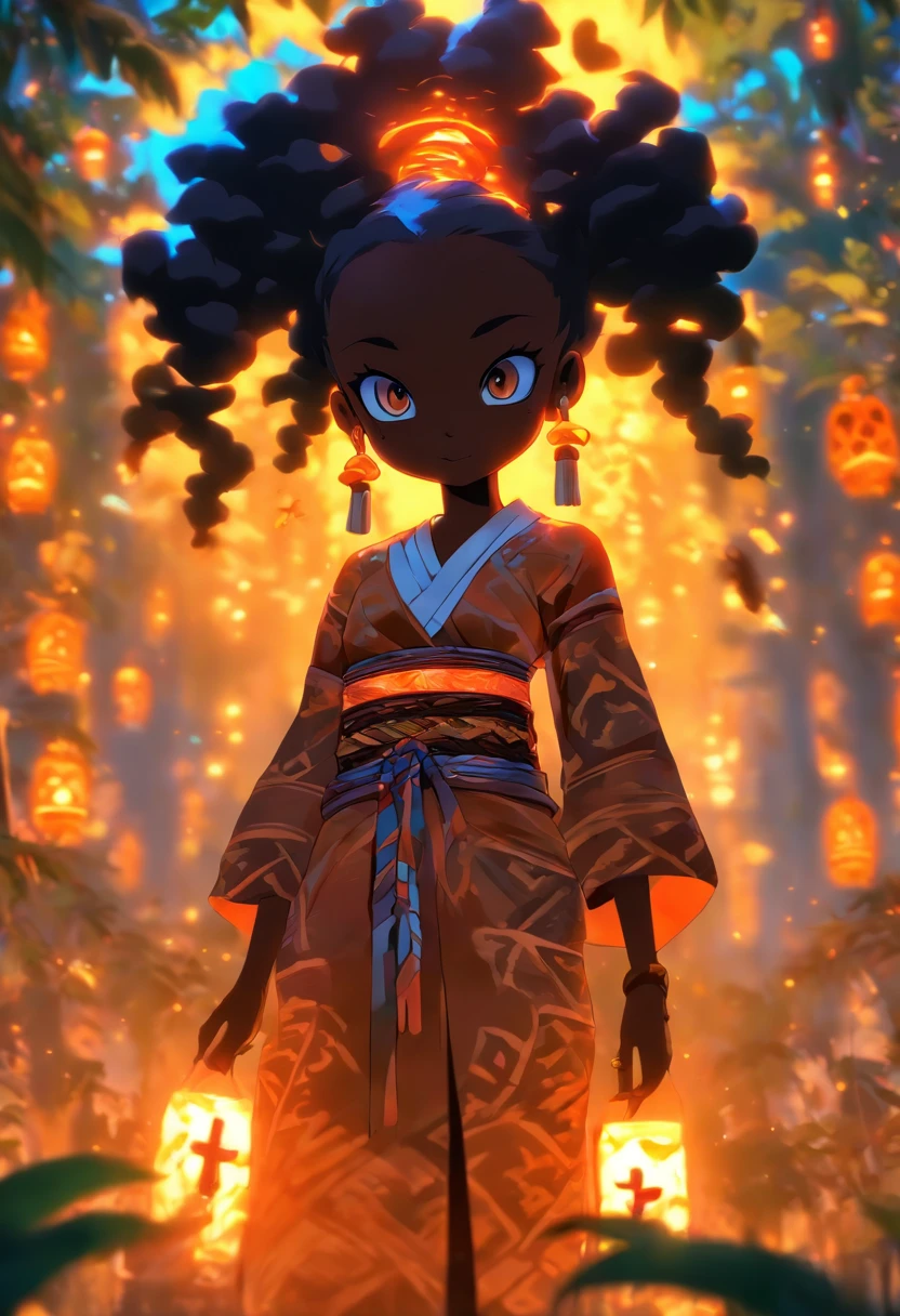 ((( girl))) best quality, ultra-high resolution, 4K detailed CG, master piece,Girl,trees,African ritual,African clothing, Voodoo Mythology, ((voodoo ritual)), African image, aesthetic, centered screen, full body