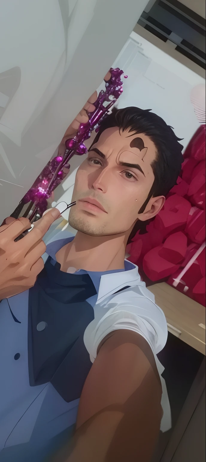 A handsome man，A dark-haired，Clear facial features，Scientists dressed up，The background is a research institute full of science and technology