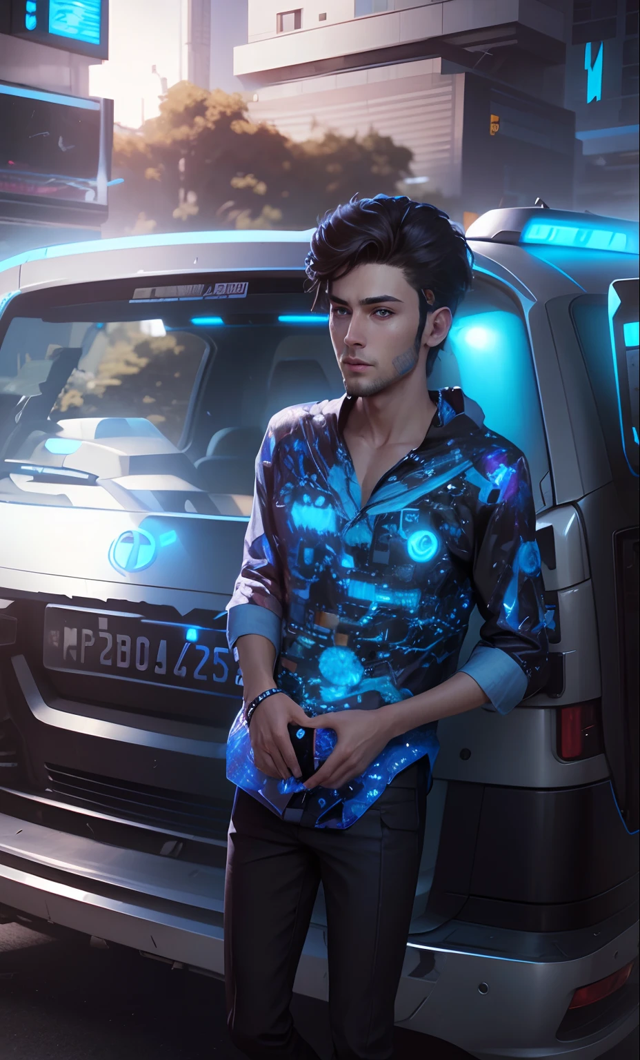 Realistic face , 8k , ultra realistic face, blue eyes , handsome boy , anime , cyberpunk , detailed face.