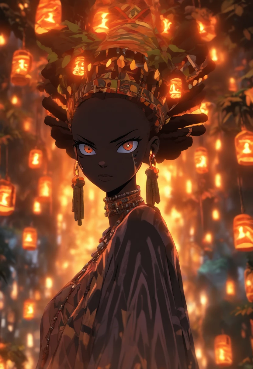 (((young girl))) best quality, ultra-high resolution, 4K detailed CG, master piece,papa legba,Girl,trees,voodoo ritual,African clothing, Voodoo mythology, ((in a trance)), African image, aesthetic , screen-centered, full body