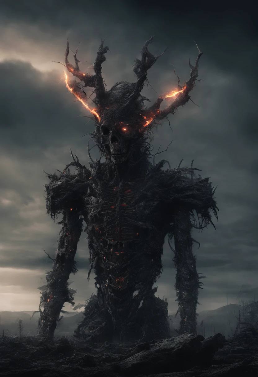 Cosmic cyberpunk Wendigo wearing Neon Mecha Armour, Splatter, Mythological, Abominable, Foreshortened,, eerie, Creepy, nightmarish, Very bright neon colours, Light particles, with light glowing, , Mushroom Cloud, winner of the year's best photo, the world on fire, post-apocalyptic hellscape military photography, photo epic of the year, fire on the horizon, epic cinematic shot, pure form, intricate detail, 8k post-production, High resolution, super Detail, trending on ArtStation, sharp focus, studio photos, intricate detail, Very detailed, By Greg Rutkowski, Mshiff, wallpaper art, UHD wallpaper