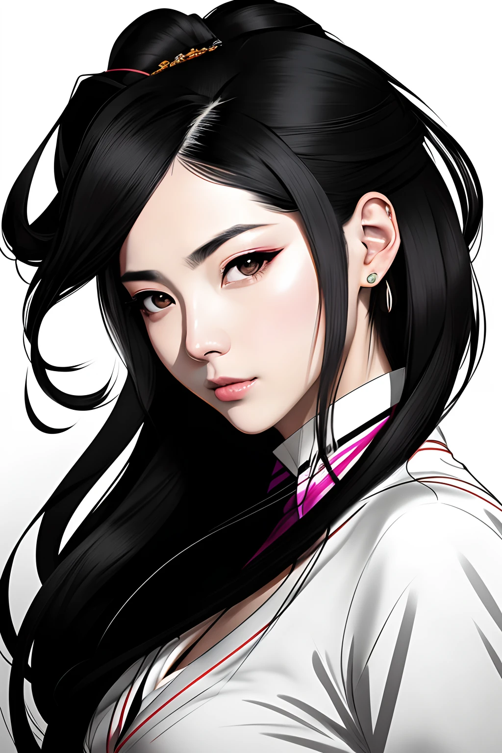 Imagine a stunning artwork of a woman with luxurious, flowing hair, drawing inspiration from Feng Zhu's concept art. This woman's portrait exudes a captivating allure, evoking the 🤤 reaction you desire. The style is reminiscent of stu_dts and krenzcushart, with a focus on intricate details.

The sketch portrays her in a classic anime style, created by a talented Korean artist, highlighting Nezuko's influence. The lines are predominantly black, creating a striking contrast and emphasizing her elegant headshot profile.

Her expression is undeniably seductive, with captivating eyes and lips, reminiscent of the captivating anime portraits you admire. The overall composition combines elements from Feng Zhu's concept art with the distinctive style of Artgerm, resulting in a mesmerizing and unique piece of art, with a smug face