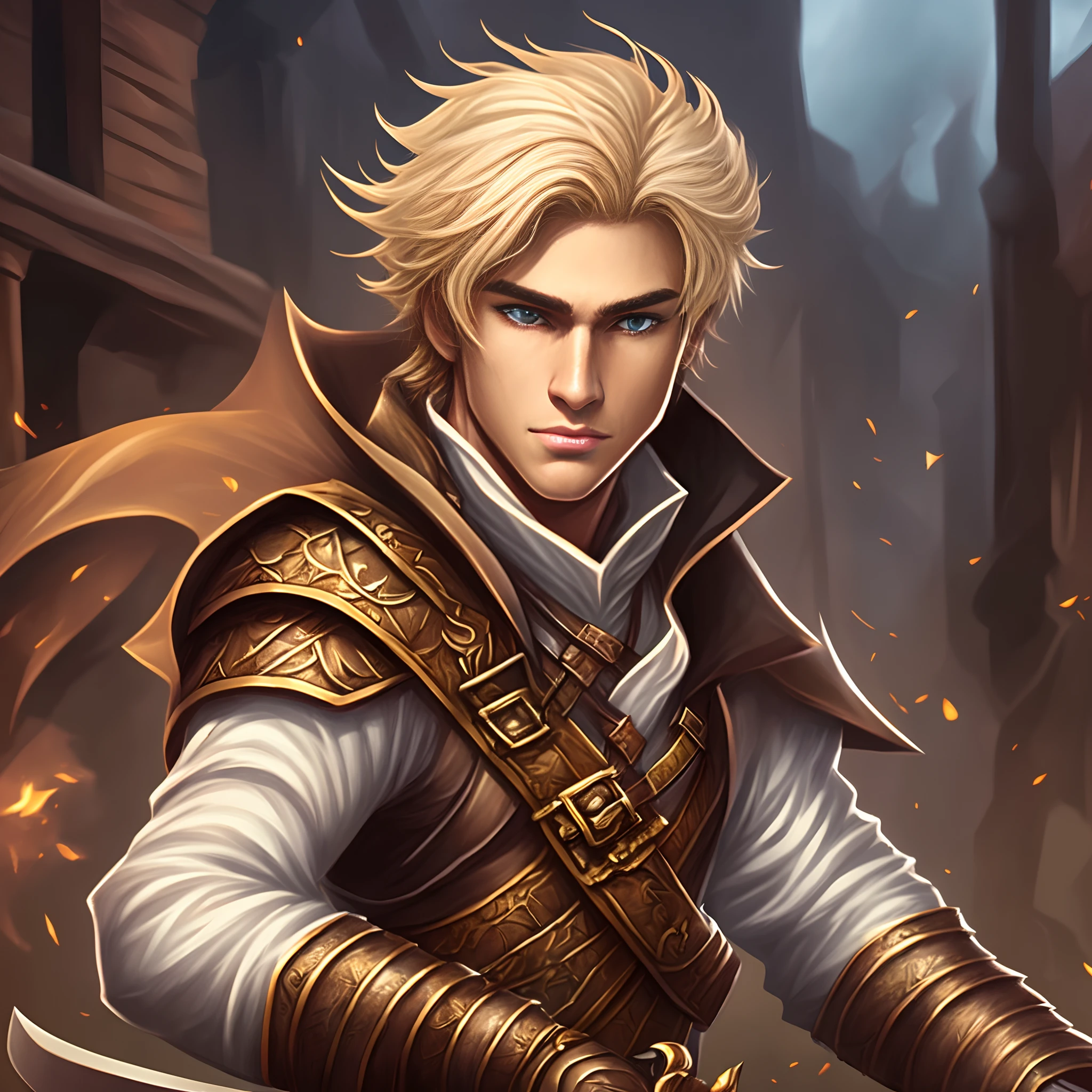 a young blonde male human rogue character for dungeons and dragons --auto --s2