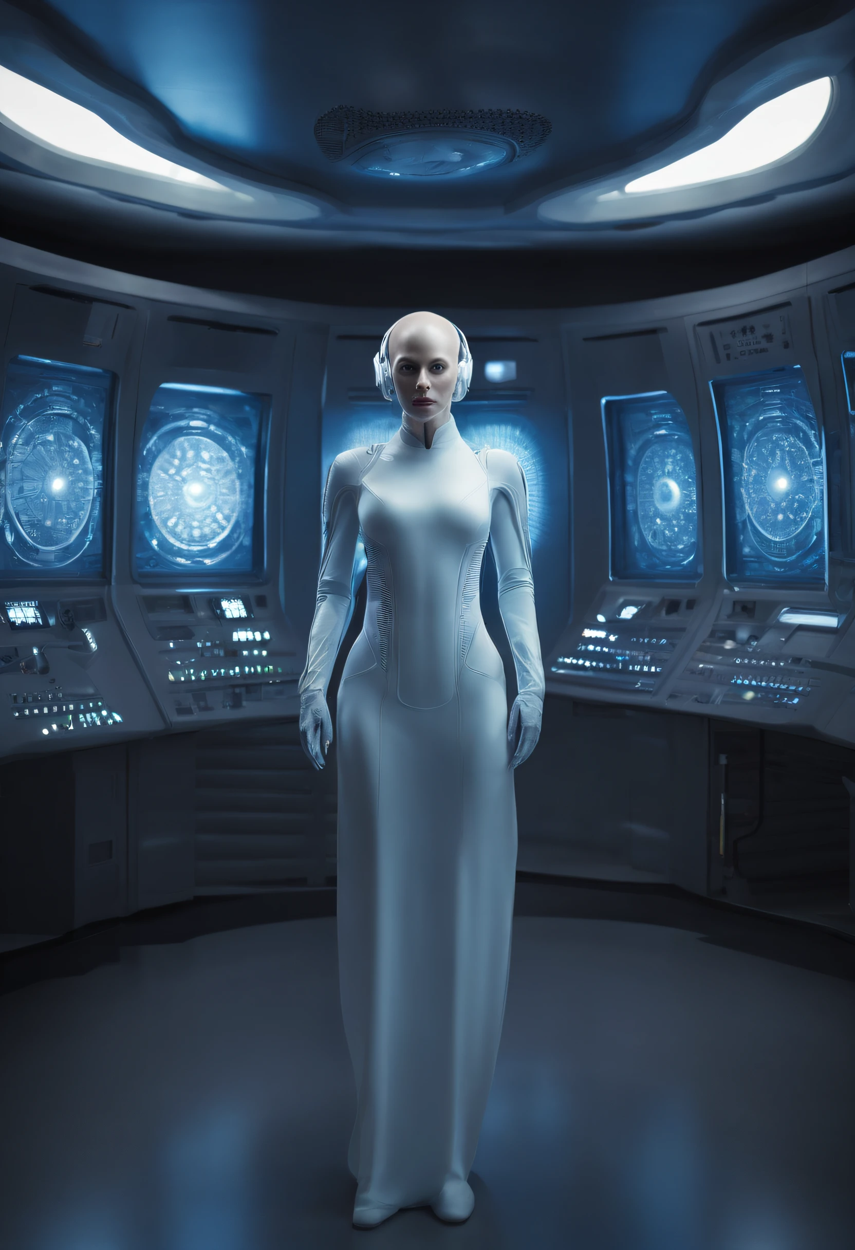 Albino human and extraterrestrial hybrid woman, alien woman, gorgeous, elongated head, bald head, em close-up, inside a futuristic medical research lab serving human alien spirit bodies;, Slender-bodied alien inside alien cell regeneration room, Giant multifaceted eye alien exploring alien hologram, Alien in futuristic alien costume inside the extraterrestrial genetic healing lab, Ete-Grey pink and purple alien in innovative alien environment, alien with telepathic abilities inside the alien medical research center, Curious and affectionate hybrid alien inside the futuristic alien laboratory, alien with multiverse view through the almond pupil inside the healing alien light chamber, Alien with bio-organic appendages on an alien humanoid body at the Alien Science Laboratory, alien with telepathic texture details inside the portrait of a humanoid alien, alien exploring the alien environment with advanced 3D modeling technology, Alien in futuristic costume with surreal lighting effects inside the futuristic alien room, alien with alien cybernetic implants in an alien medical research lab, alien with digitally enhanced alien atmosphere, Blue alien with elongated head inside an alien cell regeneration laboratory."