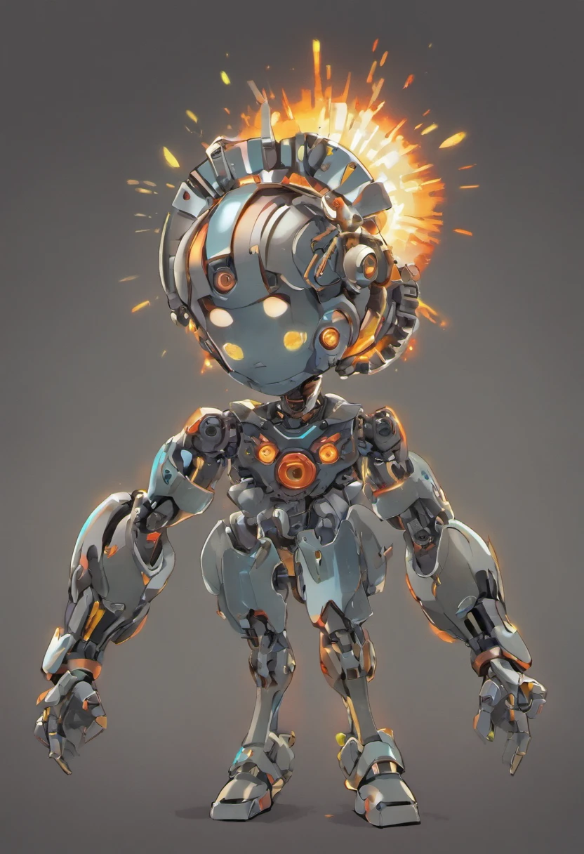 personagem de desenho animado de um parafuso com uma gravata e polegares para cima, hd illustration, Homem cromado enorme, motor do homem, color digital illustration, homem de lata masculino poderoso, sleek metal head, arte vetorial cel sombreada, gravata, Mangueira ondulada, Duas Caras, gray anthropomorphic, Robot, Mascot illustration, happy robot, High quality illustration, block head: estilo cartoon, (((Front view))), Estilo Disney Pixar, Filmes 3D, altamente detalhado, vivid colors (((corpo inteiro))) ::n_Style realista, anime