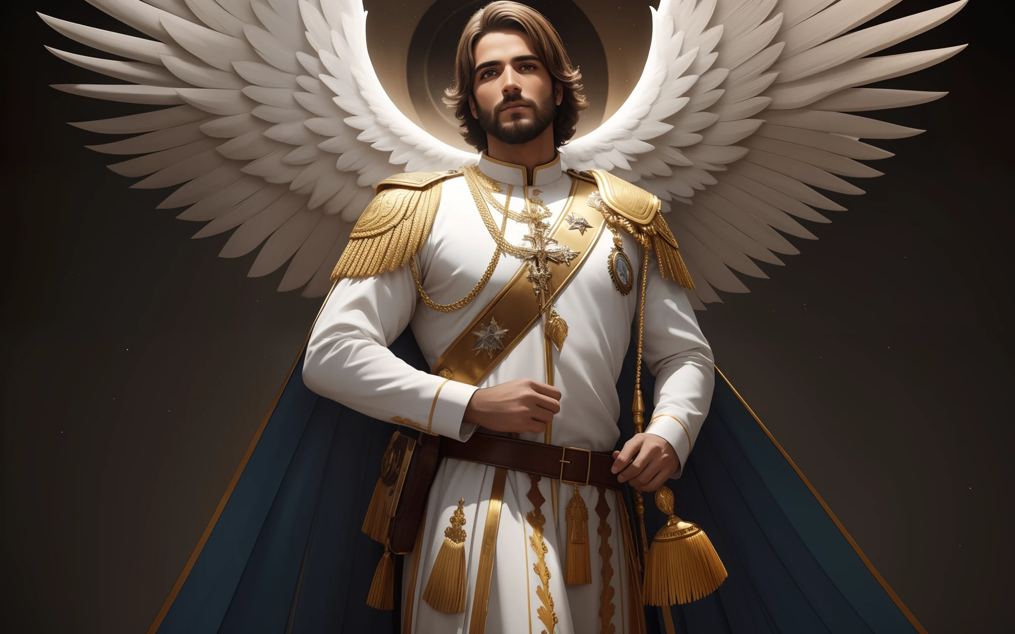 anjo masculino de deus, anjo masculino, The angel of God's army, Golden Army, Rosto detalhado, army, face sem defeito, Normal face, barba grande, barba judeu, tempestade, Towards the Heavens, celestial, divino, fotorrealista, renderizado, 4k, 8k, texturas detalhadas, sombras detalhadas, decente, cores detalhadas, anjo masculino de deus, Contraste realista, Texturas fotorrealistas, cores detalhadas, cores realistas, sombras detalhadas, olhos naturais, olho detalhado, olho normal, olhos normais, belos olhos,