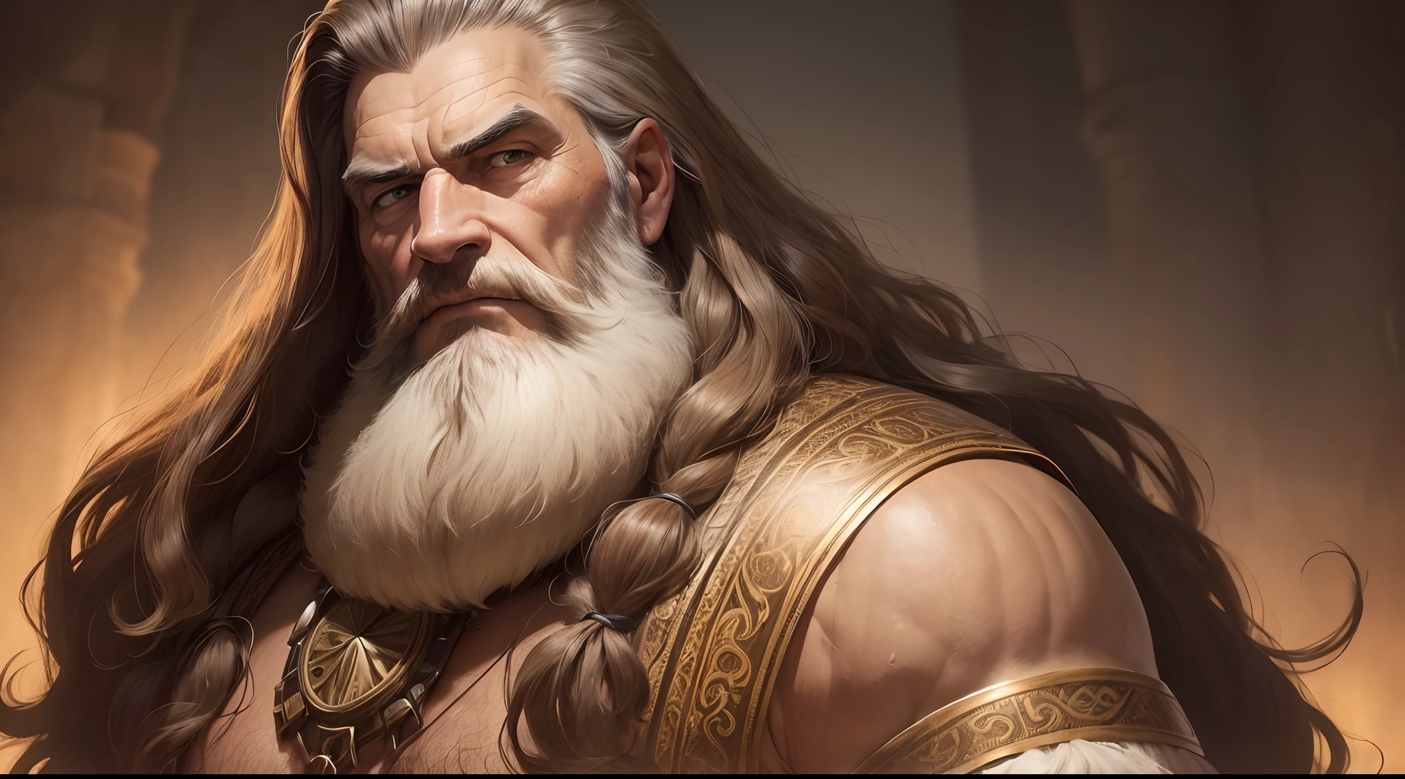 (best quality,4k,8k,highres,masterpiece:1.2),ultra-detailed,realistic,old-time man,(long hair:1.1),(strong:1.1),(Samson:1.1),(retro attire:1.1),(detailed facial features:1.1),(beard:1.1),(ancient:1.1),(historical setting),(imposing figure),(serious expression),(powerful build),(impressive physique),(voluminous curly hair),(wise and experienced eyes),(aged face),(bearded chin),(strong jawline),(bronze skin),(focused look),(timeless appearance),(majestic pose),(antique background),(low-key lighting),(sepia tone)