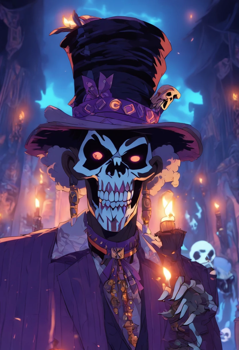 (((BARON SAMEDI))) best quality, ultra-high resolution, 4K detailed CG, masterpiece, Baron Samedi,man, African clothing, voodoo mythology, ((Loa Voodoo)), African image, aesthetic, centric screen, full body