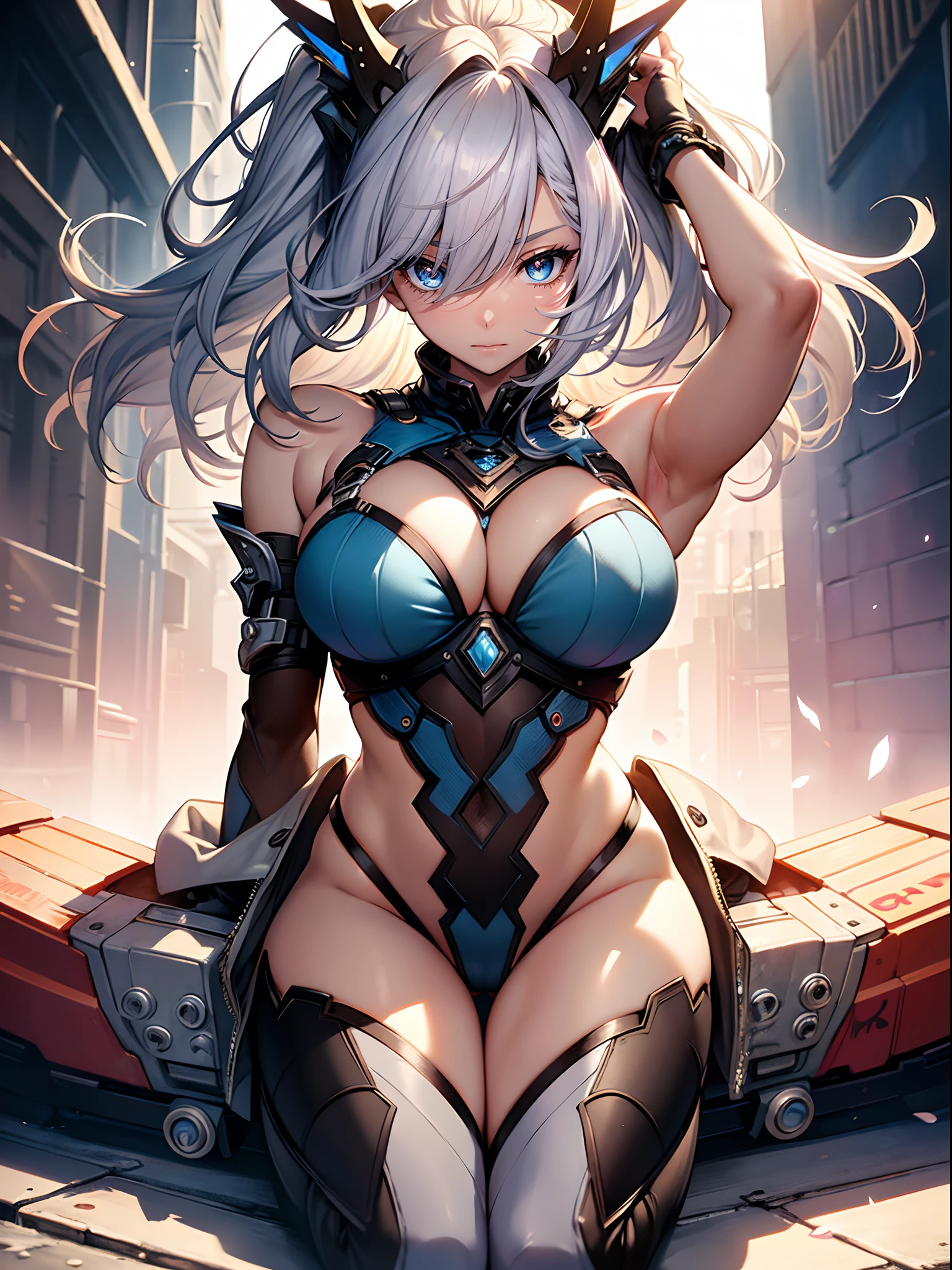 top-quality, high-level image quality, Comics style, Various full-body attack poses and immersive effects, Hover effect, "HDR Ultra" detailed and with focus effect, (finely detailed beautiful eye: 1.2), Beautuful Women, (finely detailed eyes and detailed face:1.3), (extremely details CG, Best Shadow:1.1), Depth of field and blur, (White background:0.5), (Very thin and beautiful: 1.1), (perfect detail: 1.1) 、digitial illustration, Center, Watercolor painting, art stations, concept-art, character sheets, Lightning Wave, beautiful anime watercolors, graffiti paint,Sharp Focus, art by:hyung tae kim, Full body shot, Fine detail, intricate detailes, Illustration of proportions, highleg、The bikini, Colossal tits, gargantuan butt、Curvaceous body, Raise your arms to show your armpits, Depiction of dense hair, Detailed eye depiction、((Spread your crotch and straddle))、Draw only one woman