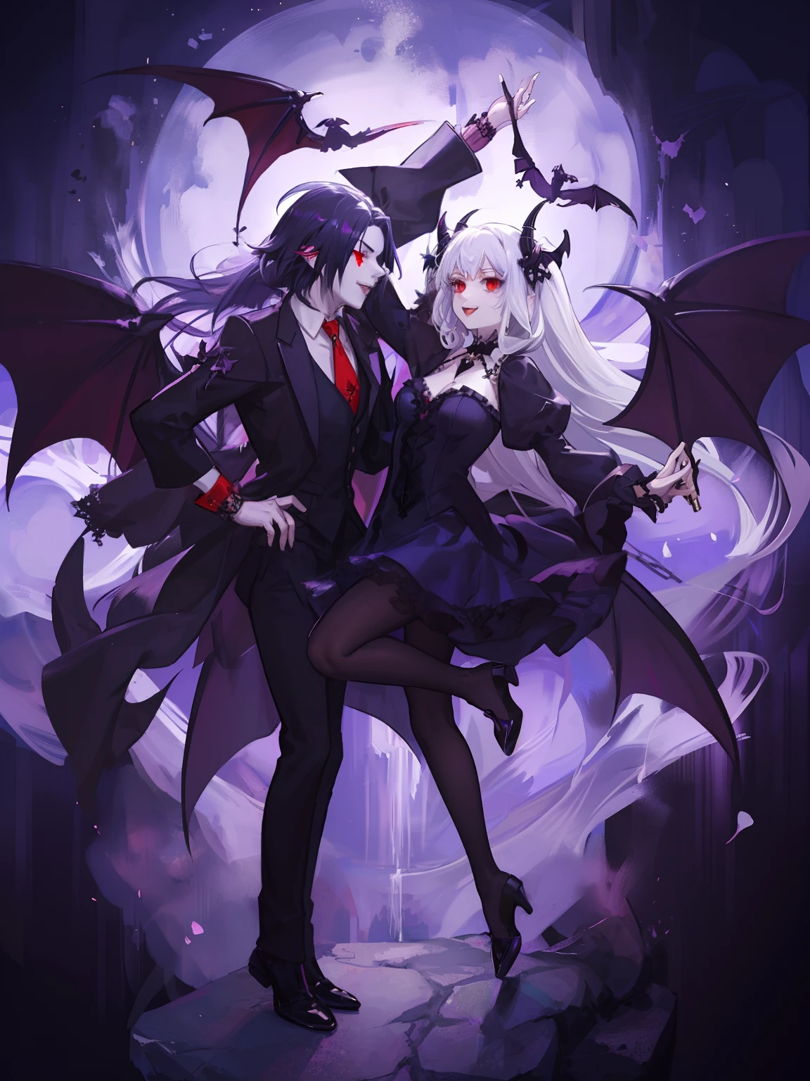 Anime Devil Judgment Dancers - Vampire Twins gothic tas with raven wings
