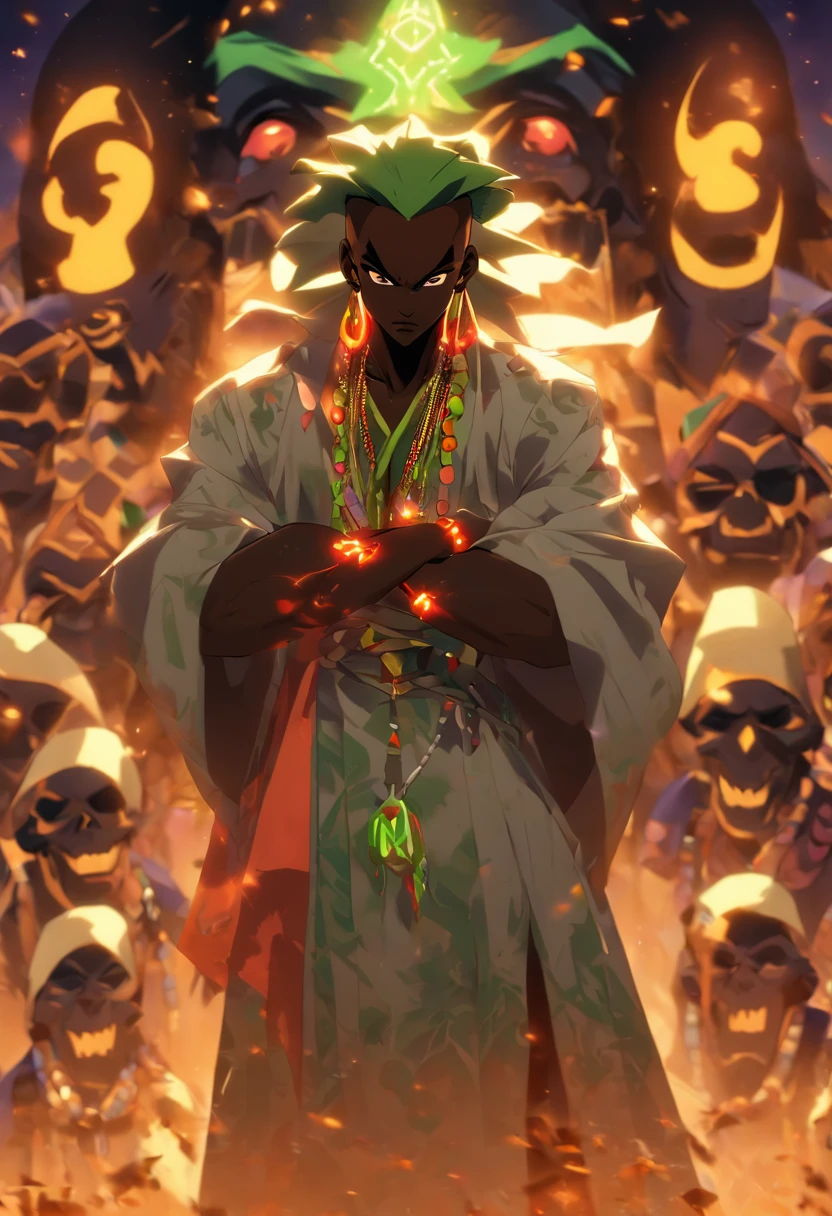 (((GHEDE MASAKA))) best quality, ultra-high resolution, 4K detailed CG, master piece, Ghede Masaka,Man,digger,black shirt,white jacket,white veil,African clothing, Voodoo mythology, ((Loa Voodoo) ), African image, aesthetic, Screen centered, full body