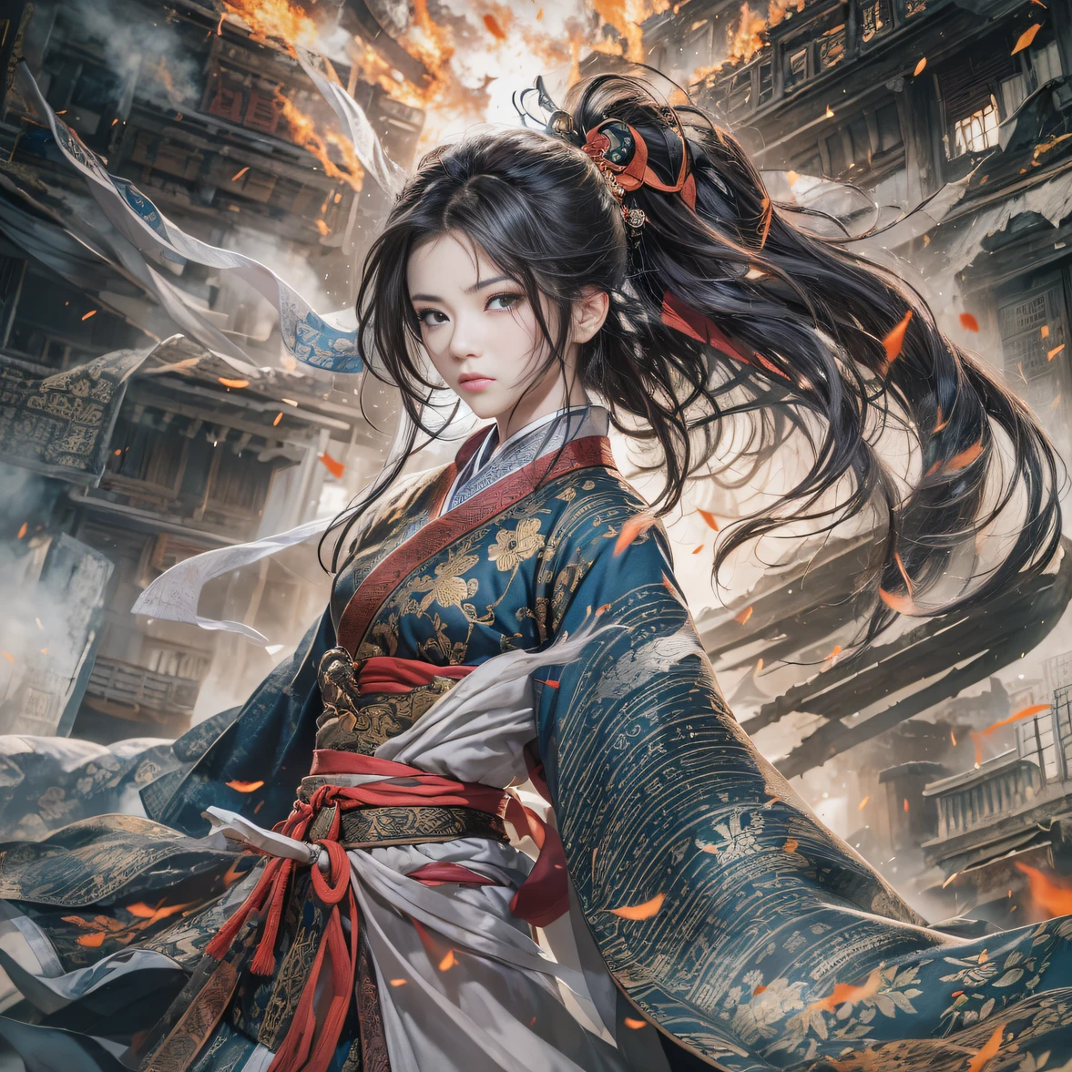 Xingyun is a rare eight-vein missing constitution, This is extremely beneficial to cultivating the Jiang Family Old Ancestor Extreme Heavenly Dao Technique。。。。, But just when Ye Xingyun was taught by King Qi Xiuwei。，In terms of improving self-cultivation, The mysterious woman An Yun suddenly appeared, In order to get the Nine Heavens Goddess Diagram on Ye Xingyun's body。。。。。, She took it away with valve technology, but accidentally got involved in the grudge between the demon and Ye Xingyun。（Colorful ruins）Climb the streets（Armageddon）eyes filled with angry，He clenched his fists，Rush up，Deliver a fatal blow to your opponent，full bodyesbian，Full Body Male Mage 32K（tmasterpiece，Color Ultra HD）Long flowing black hair，Campsite size，zydink， The wounded lined up in the streets（Doomsday ruins）Climb the streets， The scene of the explosion（Doomsday ruins）， （Linen batik scarf）， Angry fighting stance， looking at the ground， Batik linen bandana， Chinese python pattern long-sleeved garment， rainbowing（Abstract propylene splash：1.2）， Dark clouds lightning background，Flour flies（realisticlying：1.4），Black color hair，Flour fluttering，rainbow background， A high resolution， the detail， RAW photogr， Sharp Re， Nikon D850 Film Stock Photo by Jefferies Lee 4 Kodak Portra 400 Camera F1.6 shots, Rich colors, ultra-realistic vivid textures, Dramatic lighting, Unreal Engine Art Station Trend, cinestir 800，Flowing black hair,（（（morningglow）））The wounded lined up in the streets（Color）Climb the streets，（Linen batik scarf）， Angry fighting stance， looking at the ground， Batik linen bandana， Chinese python pattern long-sleeved garment， （Abstract propylene splash：1.2）（（（dense smoke））），The male