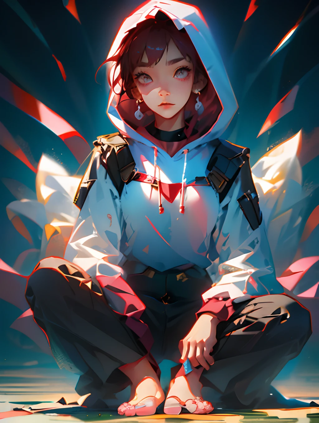 1 male、Red Hoodie、kawaii、A dark-haired、Aimei、