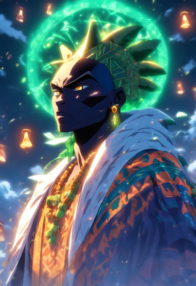 (((GHEDE MASAKA))) best quality, ultra-high resolution, 4K detailed CG, masterpiece, Ghede Masaka, Man, white clothes, white veil, African clothes, voodoo mythology, ((Loa Voodoo)), image African, aesthetic, screen-centered, full body
