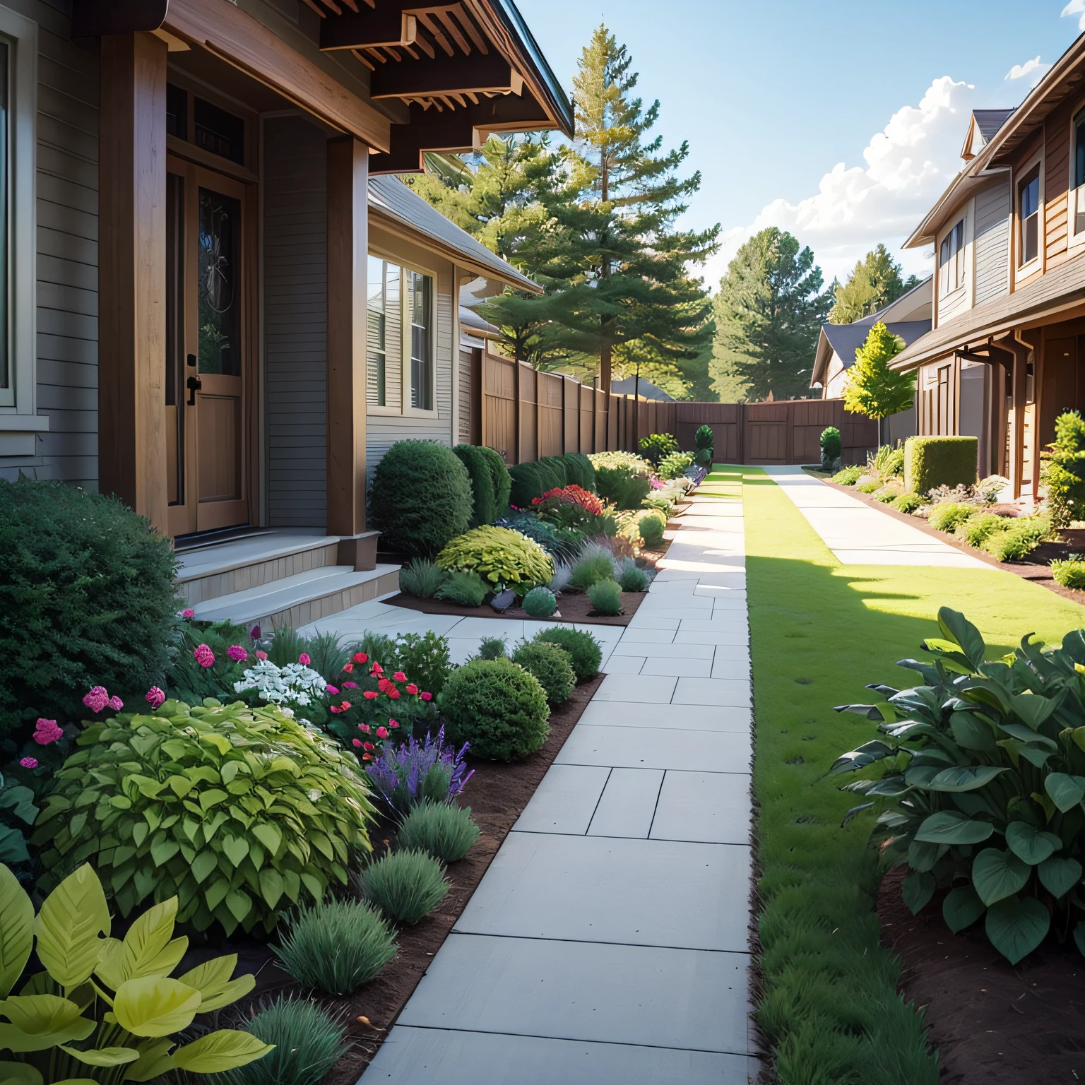 Front yard low maintenance landscape design with Planning