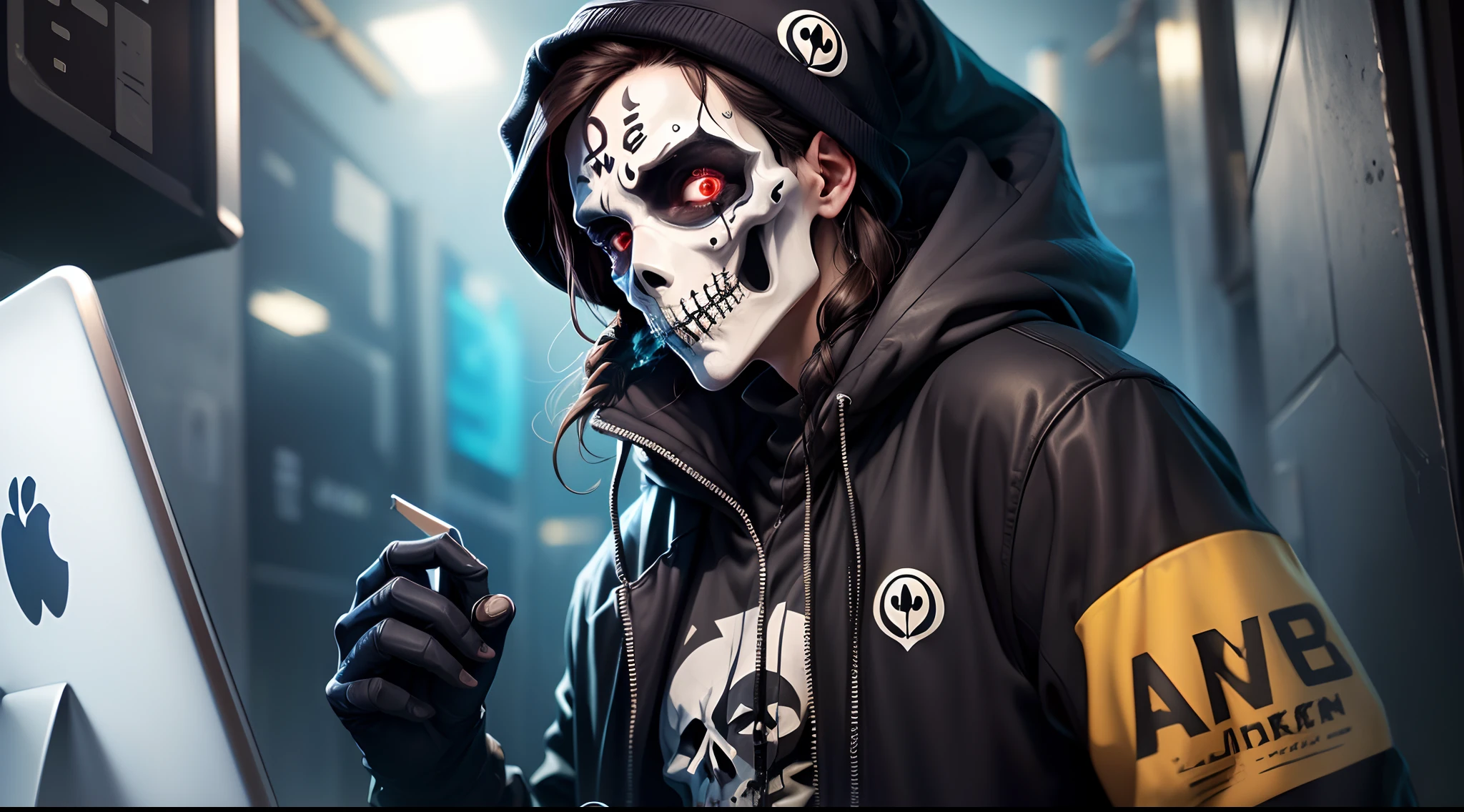 Um caveira hacker usando uma coroa