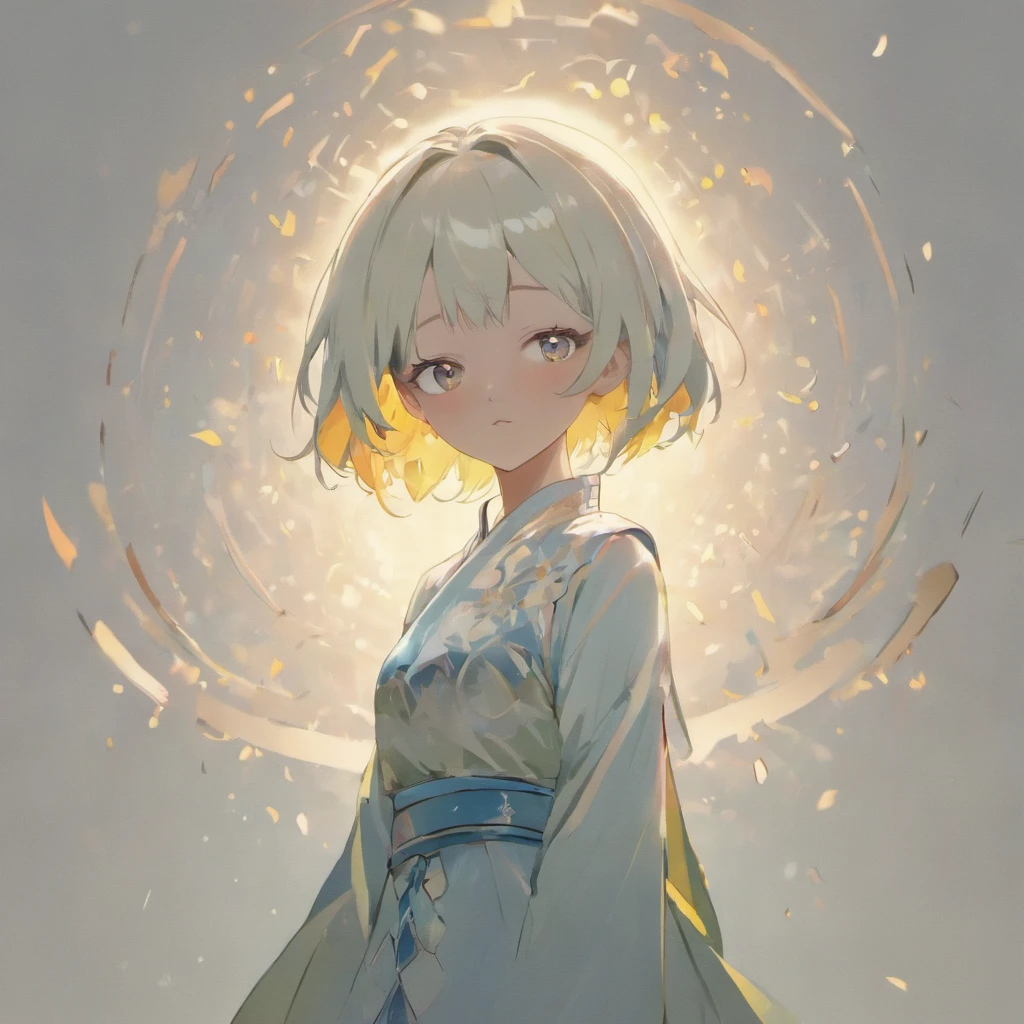 (White background:1.4),(Full body silhouette of a girl, Eyes closed, Colorful shorthair, Oriental elements),(japanese illustration:1.3,paper art:1.3, Quilted Paper Art:1.2),( Reasonable design, Clear lines, High Sharpness,Best Quality, Very detailed, masutepiece, Movie Light Effects, 4K )