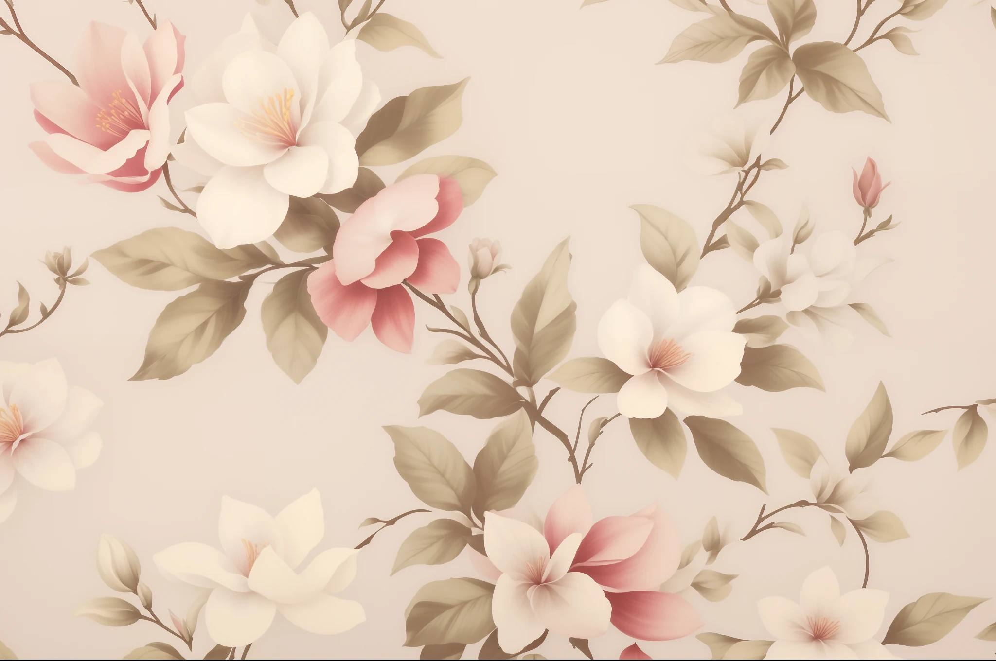 there is a floral wallpaper with a bunch of flowers on it, large opaque blossoms, flowers and blossoms, floral wallpaper, soft flowers, floral renewal, flowery wallpaper, floral motives, floral dream, floral painted backdrop, elegant flowers, in pastel colors, pastel flowery background, beautiful wallpaper, magnolias, floral design, ornate floral, translucent roses ornate