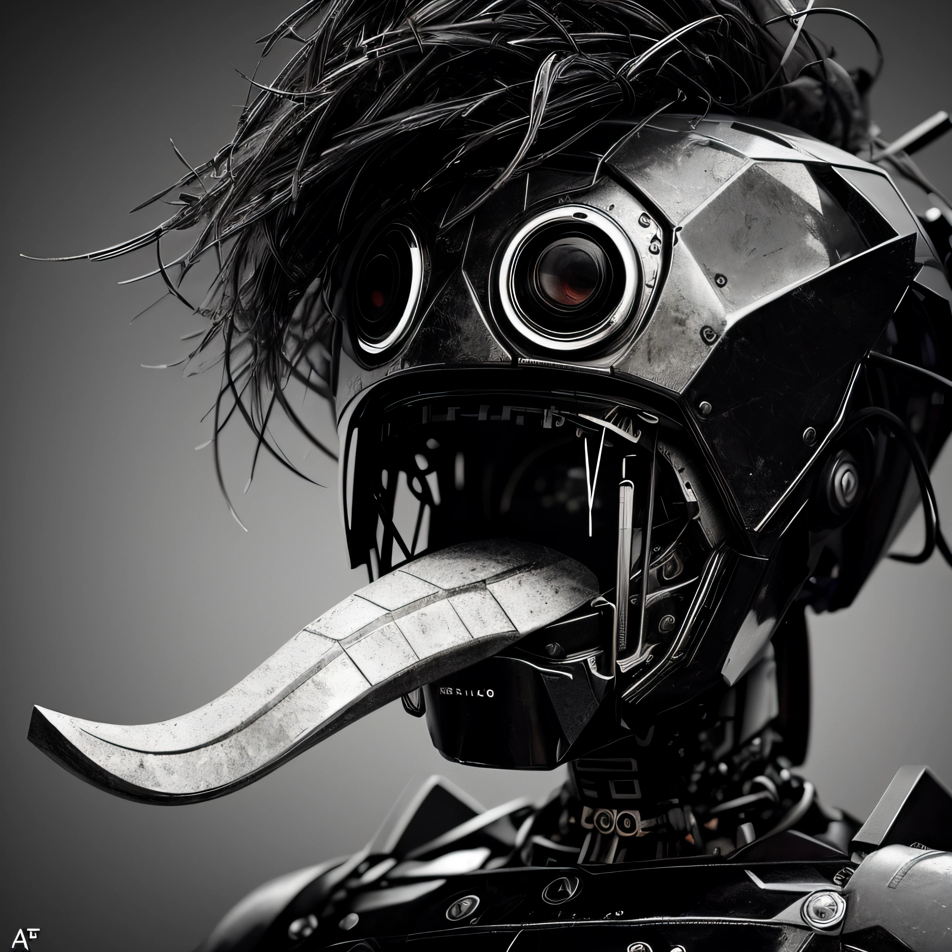 Robo Arafed with a strange face and a long tongue, Robo Conceito Albert Einstein, Arte digital escura, mas detalhada, Directed by: Andrei Kolkoutine, robot animal, CGSetnação ), sapo cyberpunk, Por Andrei Riabovitchev, surreal hybrid animals, Premiado na CGSetaltion, por Android Jones, arte digital animal foto, trending in cgsociety