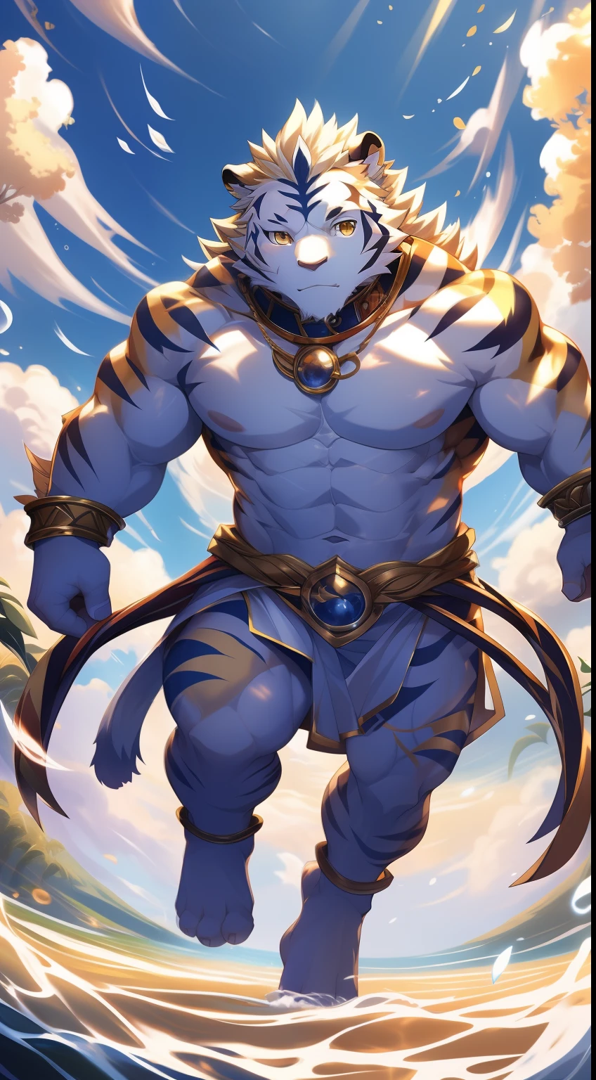 linhu，Solo,（Anatomically correct：1.7），Penile erection，Bala,Dreamy background,Lotus position,Bring your palms together,Sanskrit golden wheel on the back,Flying golden Sanskrit,kindness, divinity,Divine light,Holy light,Boundless light,Magnificent sunset background,rendering by octane,gorgeous features,Beautifully detailed eyes,Intricate fur,Detailed face,Perfect skin texture,extreme hight detail,Full body view,Cinematic lighting,Professional lighting,Centered, looking at the camera in,8K,shooting with Hasselblad X1D-50, maximum focus, Depth of field, Perfect lighting, Light particles,(Best quality),(Masterpiece),(Ultra detailed),Sharp focus,Light particle muscles， big muscular male， Bala， Mature male， of a shirtless，Blue loincloth，nipple bump，Large balls and sheaths，(Penile erection ：1.7)，A veined skin masterpiece,Delicate crystal golden eyes，Tiger tail， Show muscles，Extremely detailed， (Ultra-detailed, Perspective:1.0), Depth of field， Perfect lighting，Sharp people， Atmospheric， hyper photorealism，hyper HD， Detailed background， scenic， 3D， Light against darkness， Smoke，author：Rembrandt，by Pino Daeni，Snosco Report，e621, NSFW, (Dark shadows, Wide dynamic range, hdr)，Full body view,Cinematic lighting,Professional lighting,Centered, looking at the camera in,8K, Yes,shooting with Hasselblad X1D-50, maximum focus, Depth of field, Perfect lighting, Light particles,(Best quality),(Masterpiece),(Ultra detailed),Sharp focus,Light particles
