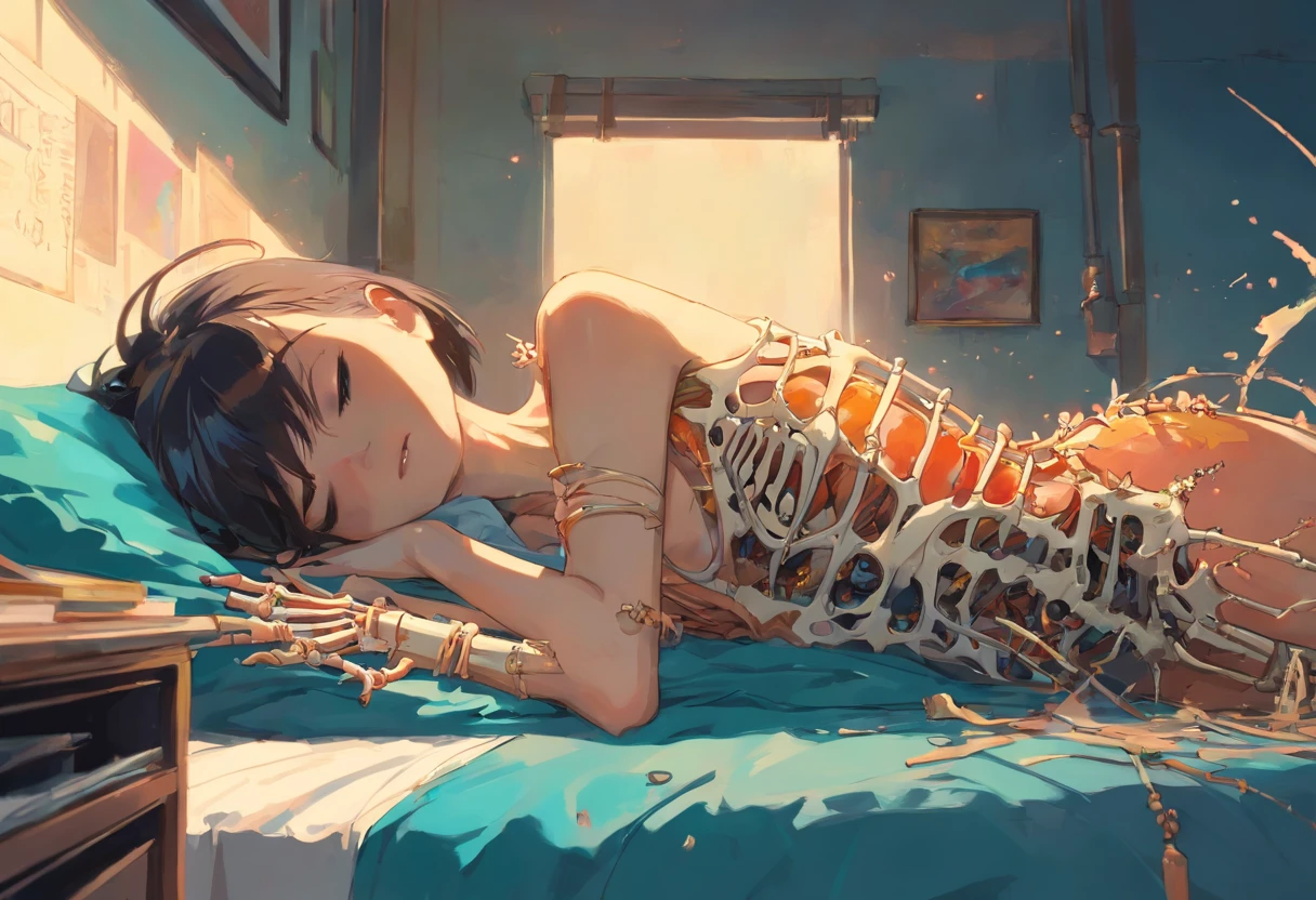 There is ugliness in beauty, however、There is beauty in ugliness. skeletal. In the style of Adrian Geny, by Esao Andrews, Jenny Saville, Edward Hopper, surrealism, Dark Art by James Jean, Takato Yamamoto, Minimalism Ink Punk
