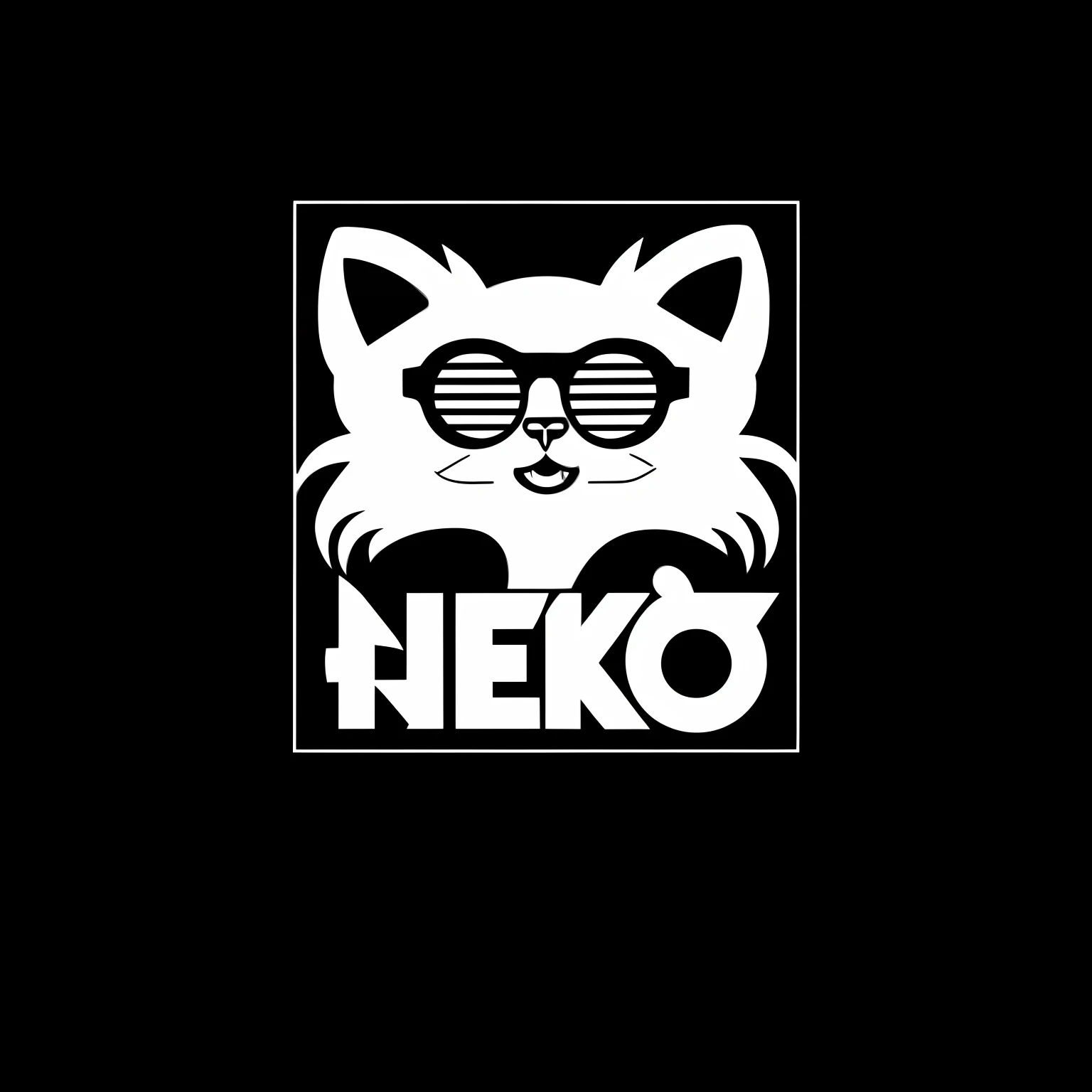 there is a black and white photo of a cat with sunglasses, neko, nekro, nekro xiii, nekro iii, inspired by Niko Henrichon, neo kyiv, nekomimi, negao, (neotokyo), looking heckin cool and stylish, inspired by Leiko Ikemura, nerd, neo, neo noir style