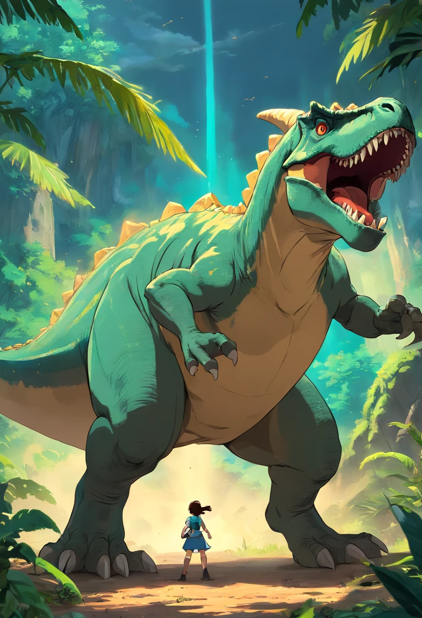 una feroz batalla entre un T-Rex y un triceratops, (La mejor calidad, 4k, Altas Resoluciones, Ultra detallado), Lucha intensa, rugidos y trompetas, Dusty prehistoric landscape, Sombras realistas, vivid colors, (Detallado, intrincado, elaborar) Escamas y texturas de dinosaurios, Dynamic Moves, (feroz, determinado) Expresiones en las caras de dinosaurios, (poderoso, muscular) Cuerpos, dientes afilados y cuernos, (big size ass, imponente) Size, (dramatic, dynamic) luci, (poderoso, energetic) Plantea, (tension, anticipation) En el aire,1 versus 1,sangre,cazando,defendiendose,lucha de vida o muerte