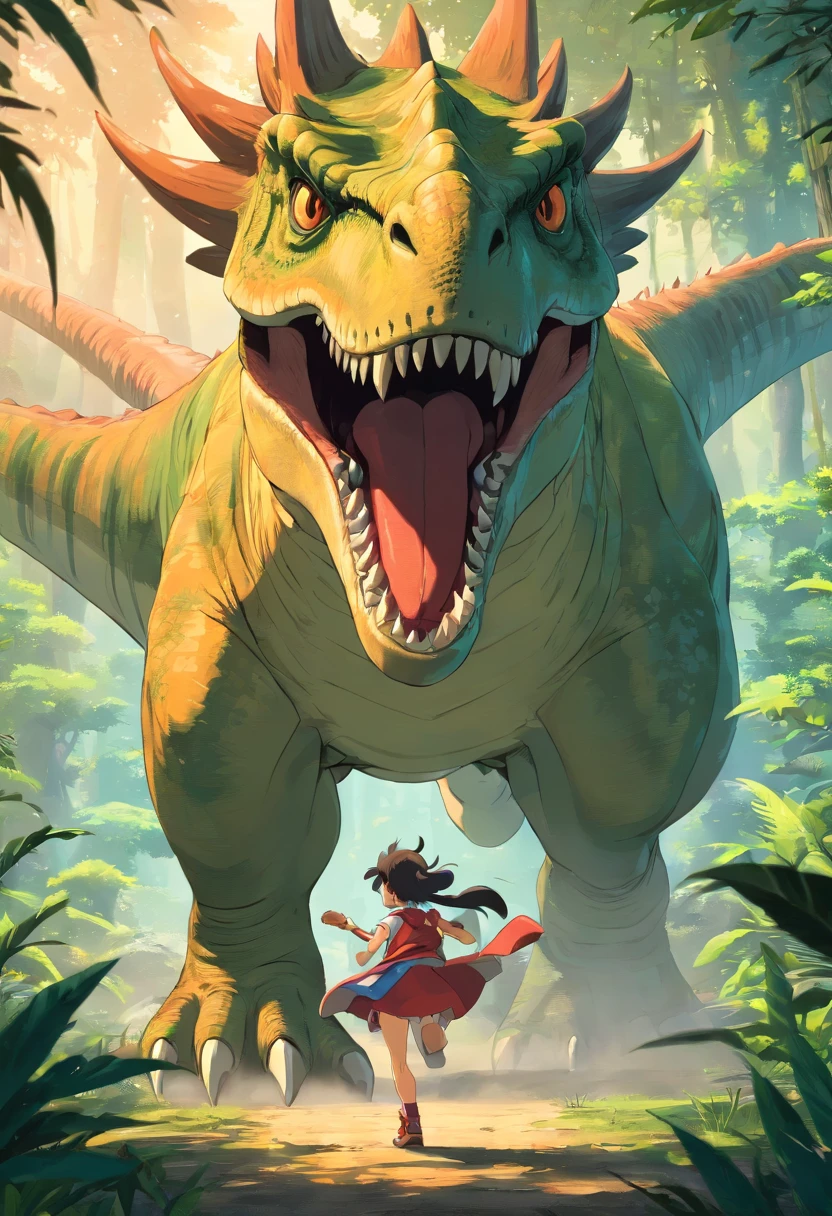 una feroz batalla entre un T-Rex y un triceratops, (La mejor calidad, 4k, Altas Resoluciones, Ultra detallado), Lucha intensa, rugidos y trompetas, Dusty prehistoric landscape, Sombras realistas, vivid colors, (Detallado, intrincado, elaborar) Escamas y texturas de dinosaurios, Dynamic Moves, (feroz, determinado) Expresiones en las caras de dinosaurios, (poderoso, muscular) Cuerpos, dientes afilados y cuernos, (big size ass, imponente) Size, (dramatic, dynamic) luci, (poderoso, energetic) Plantea, (tension, anticipation) En el aire,1 versus 1,sangre,cazando,defendiendose,lucha de vida o muerte