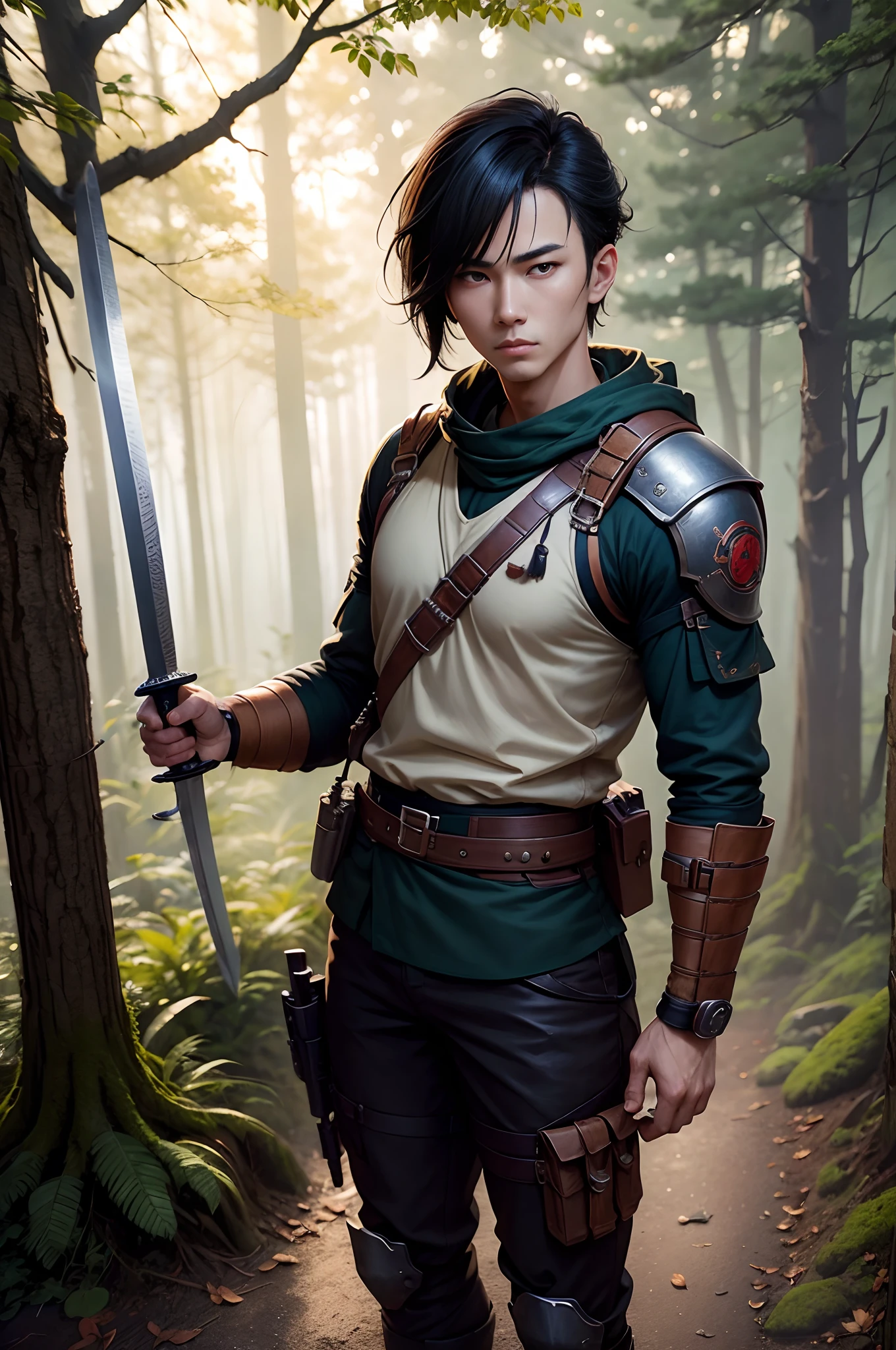 With a large Japan sword