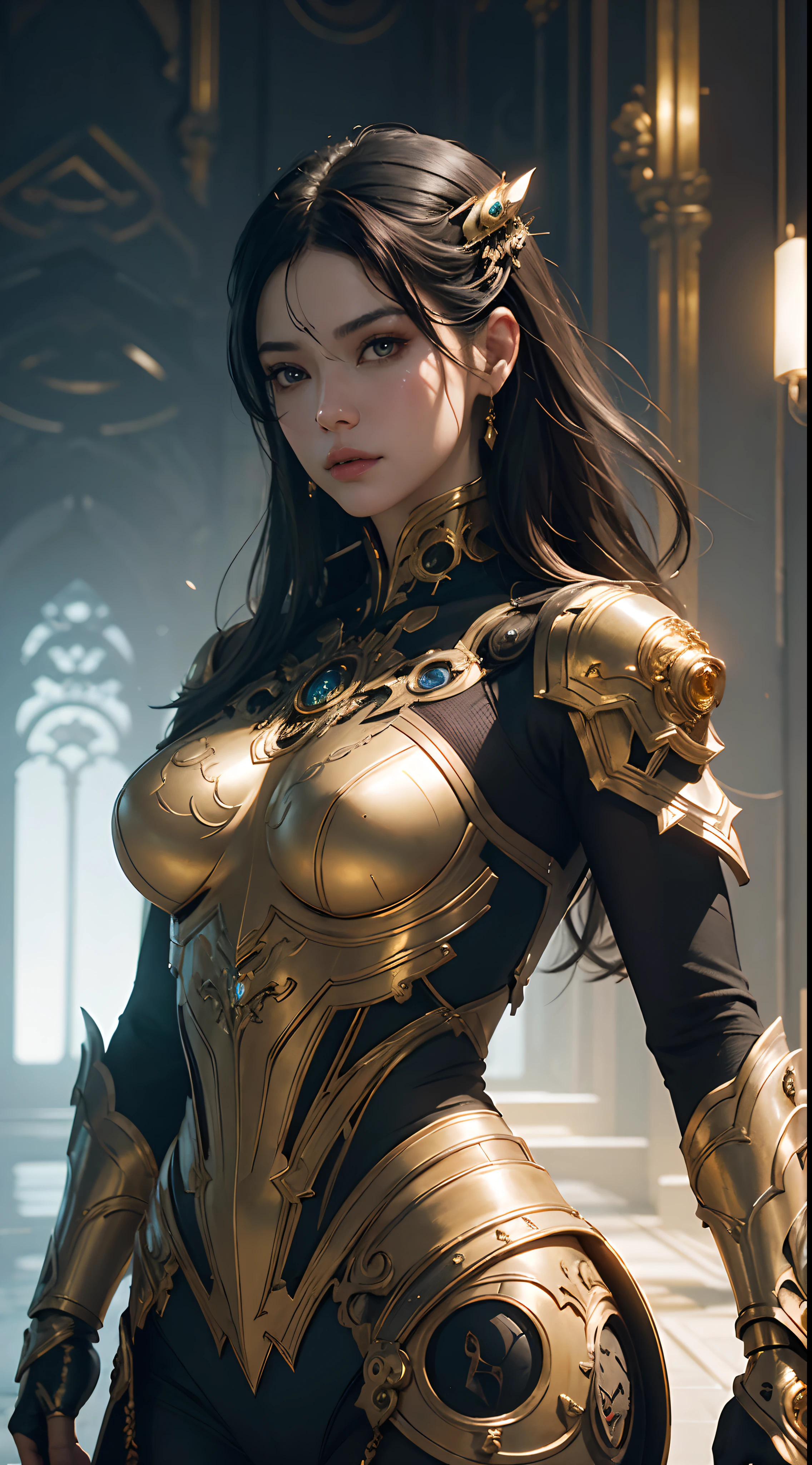 Immerse yourself in a world of fantasy and technology with this visually descriptive and detailed portrait of a cyborg. The elegant gold filigree and surreal elements, created by the talented artists Artgerm, Ruan Jia, and Greg Rutkowski, make this piece a true masterpiece.