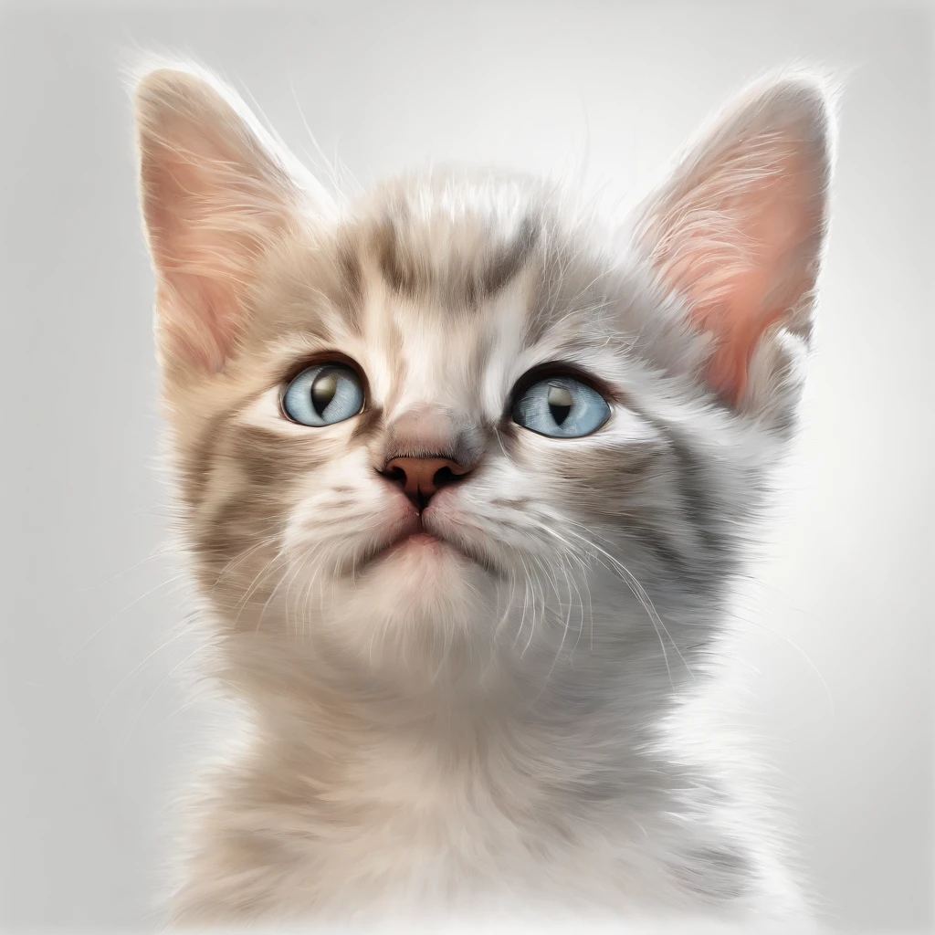 cats,Kitten vector T-shirt print, Detailed sticker style, Realistic sketch style color design, White background