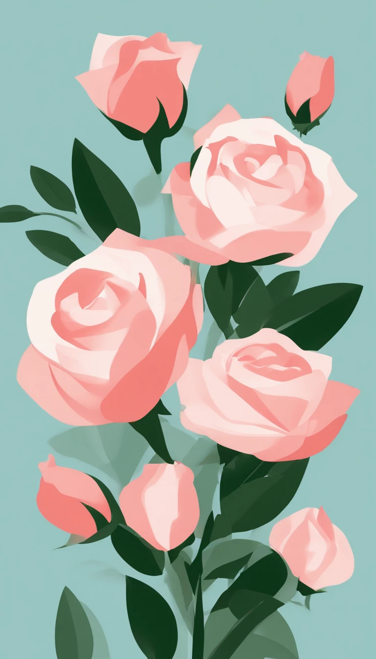 A bouquet of roses,Flat wind,Maximalism,Ui Illustration