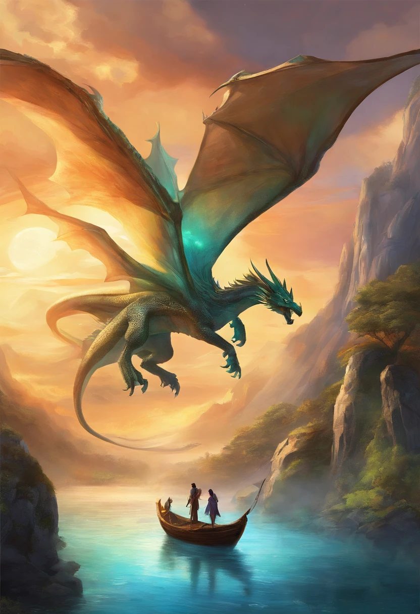 Draw four dragons，National tide wind，Shuttling through the clouds，Realistic style