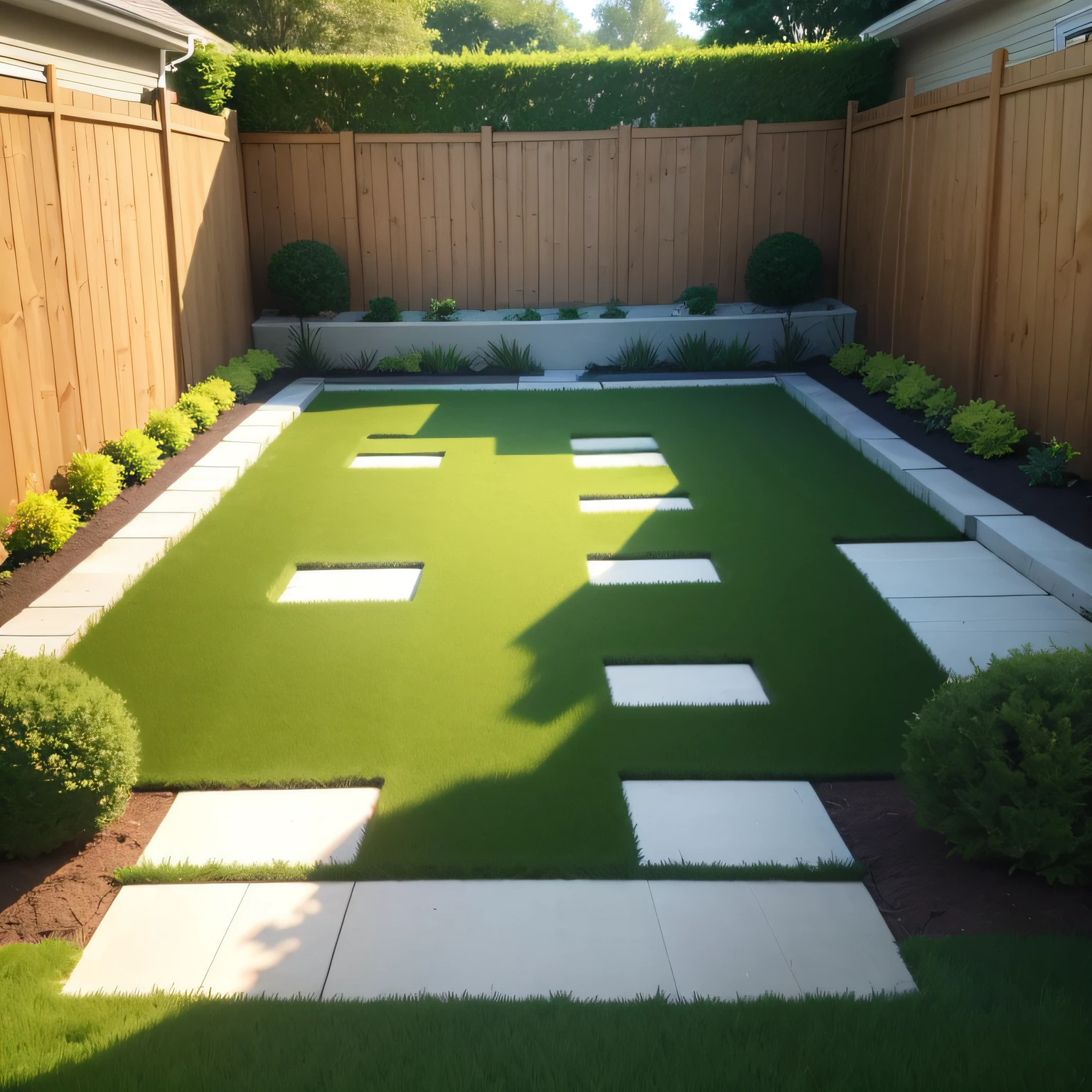 Low-maintenance side yard ideas with Artificial Turf and Fencing