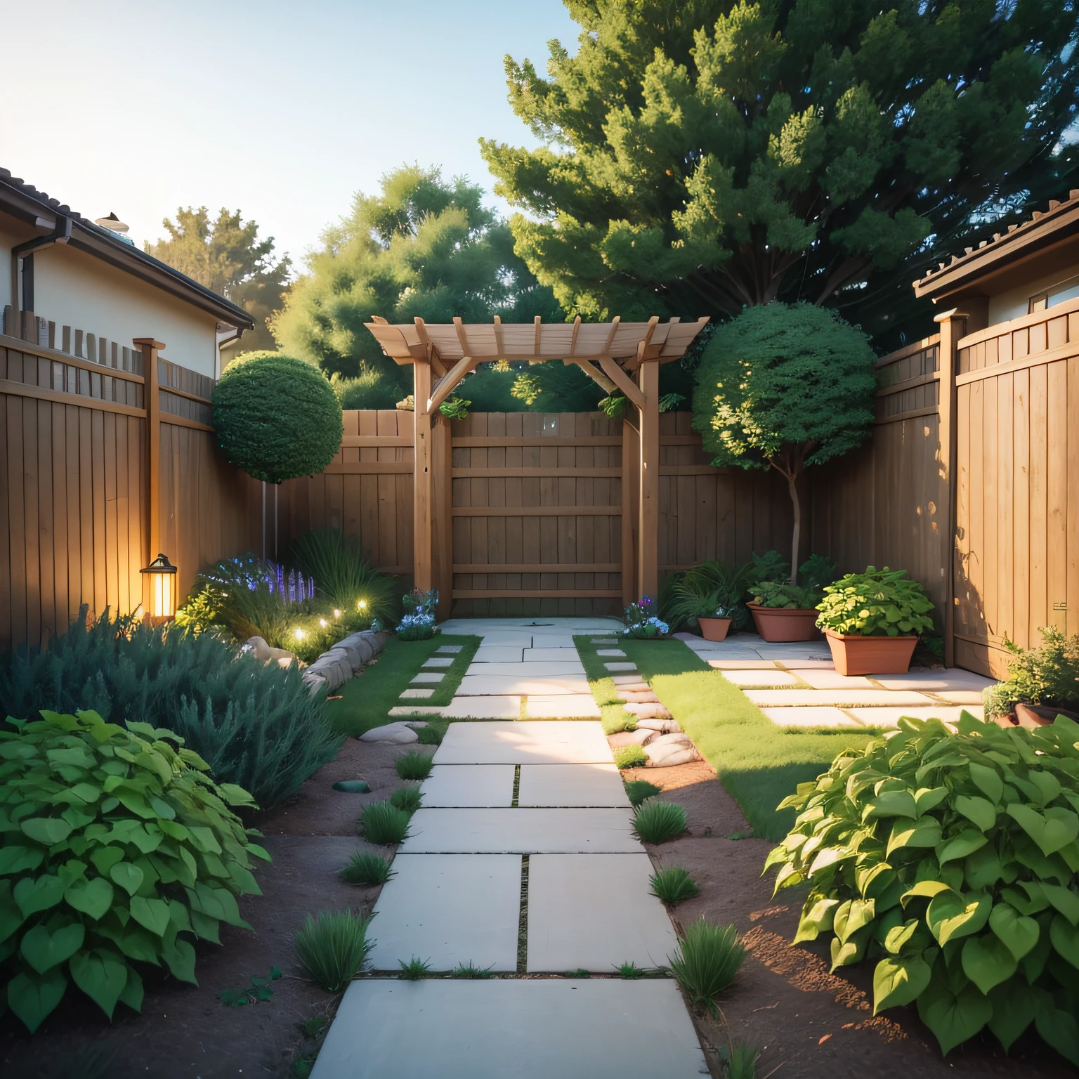 Low-maintenance side yard ideas with Trellises, Arbors, and Outdoor Lighting