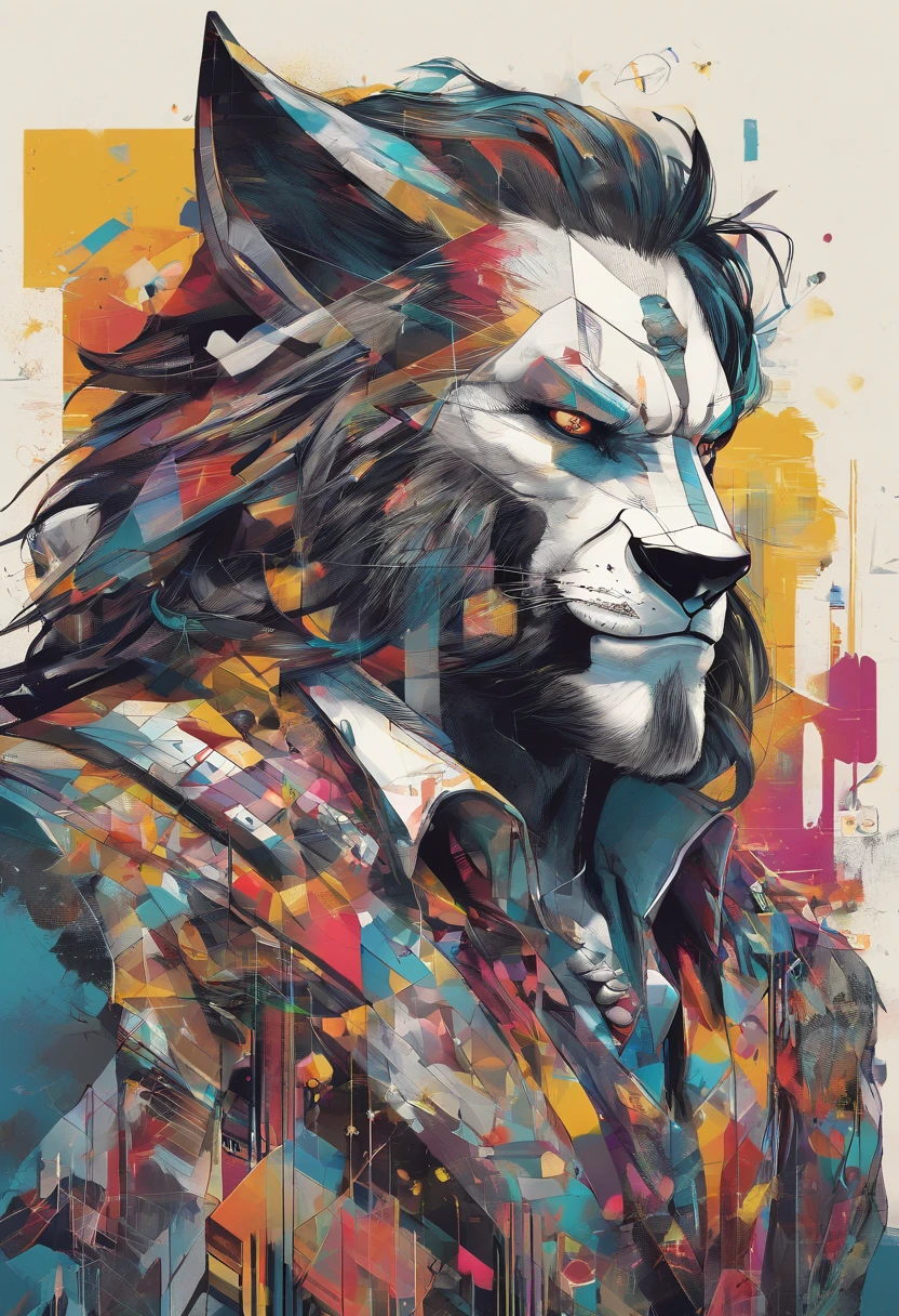 (lobo selvagem  ),(melhor pose),(best angle), (better expression), Eduardo Kobra acolchoamento ,multidimensional geometric wall PORTRAIT, arte, Chibi,Yang08k, lindo, Colouring,