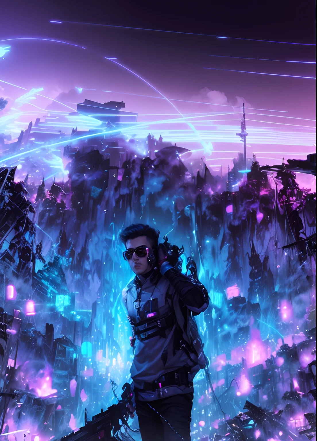 Change background cyberpunk handsome