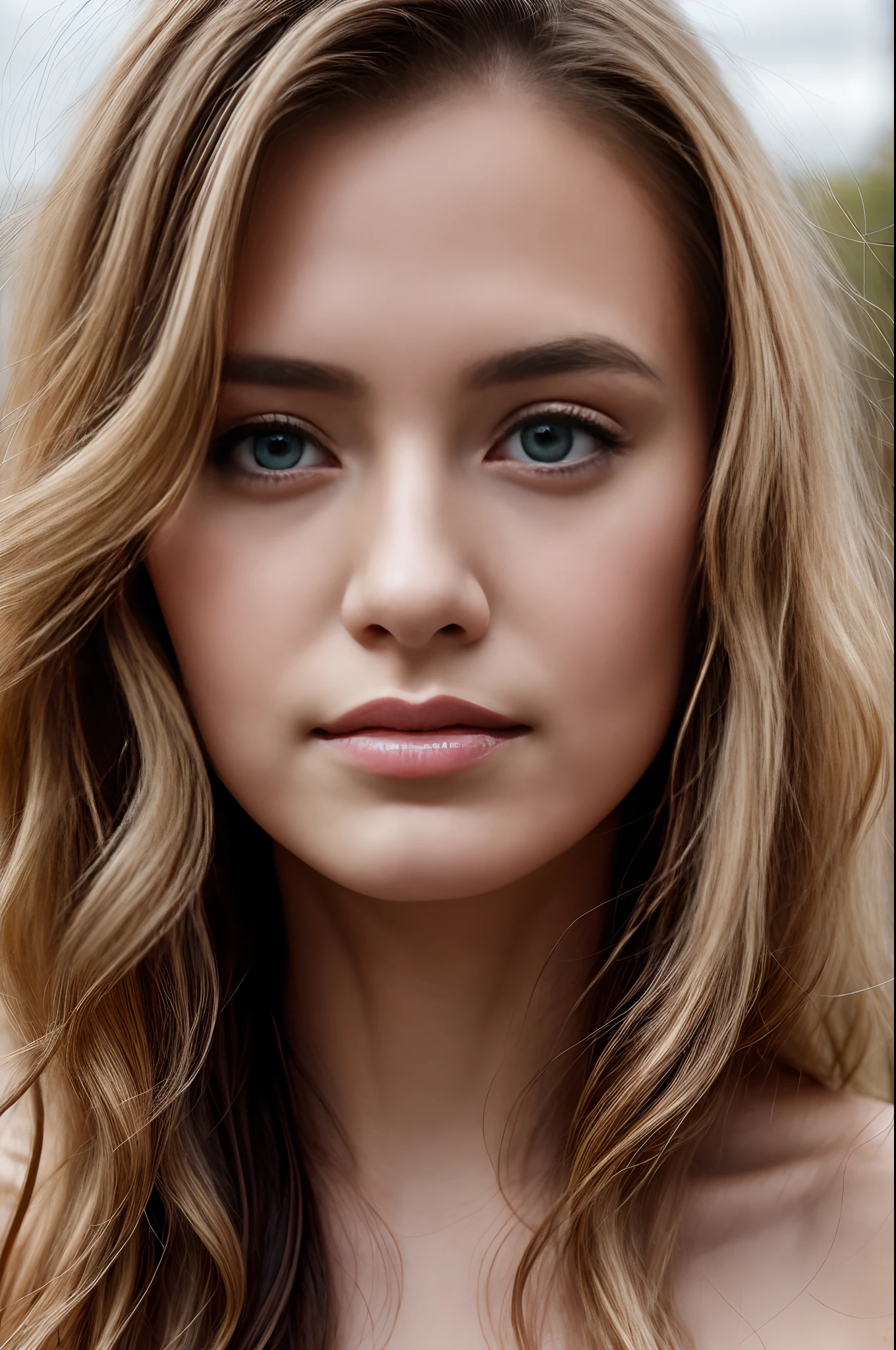 A close-up photo of a beautiful 20-year-old European woman, whether French or German, her luscious blond hair tumbling down in gentle curls that frame her face like a halo of golden rays. Her mesmerizing green eyes hold a hint of mischief, drawing you into their depths. Her skin is velvety smooth, devoid of any moles or imperfections, radiating an otherworldly purity. Her dainty nose adds a touch of elegance, and her lips are adorned with a subtle, light lipstick. She wears chic glasses that accentuate her sophistication. The lighting is a mix of studio and volumetric, creating an ethereal and dreamy atmosphere. Photo taken by Isabella Martinez with a Canon 5D Mark IV and a 50mm f/1.4 lens, capturing an Award Winning Photography style that enchants with its ethereal beauty