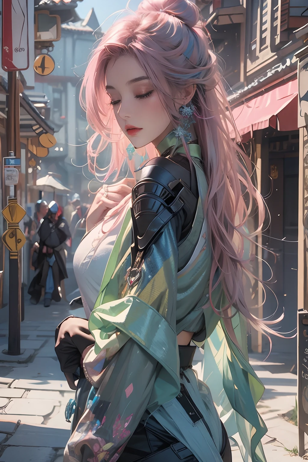 closing her eyes