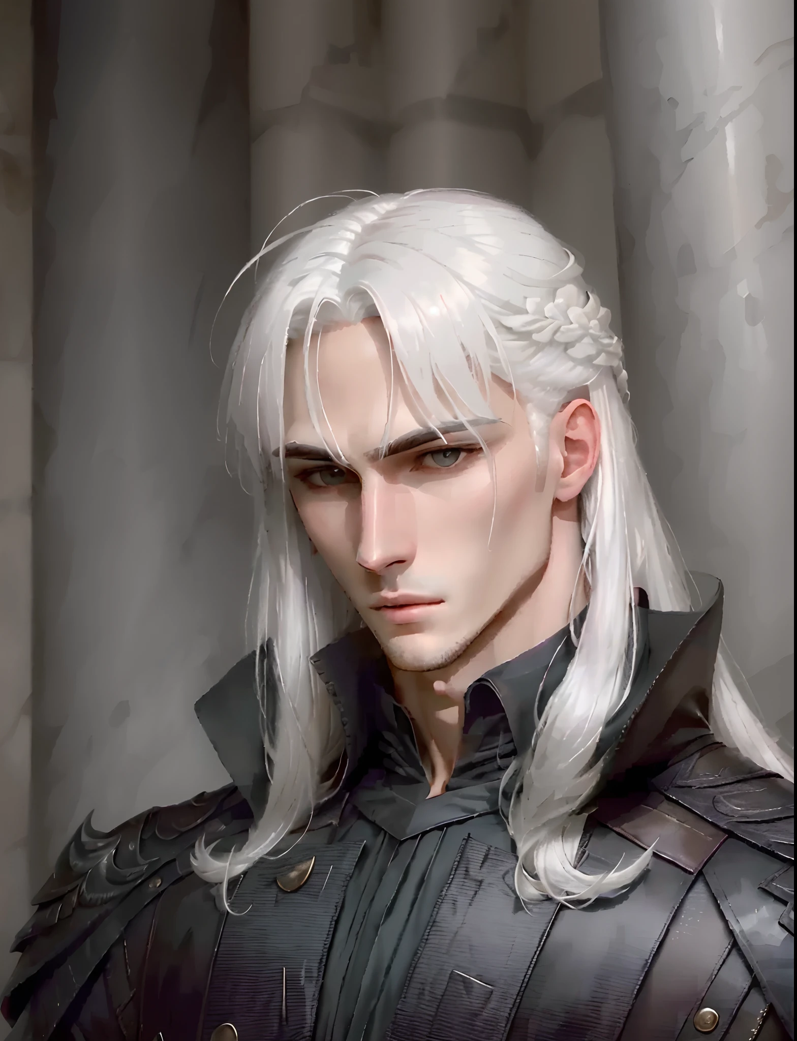 White hair, handsome long hair