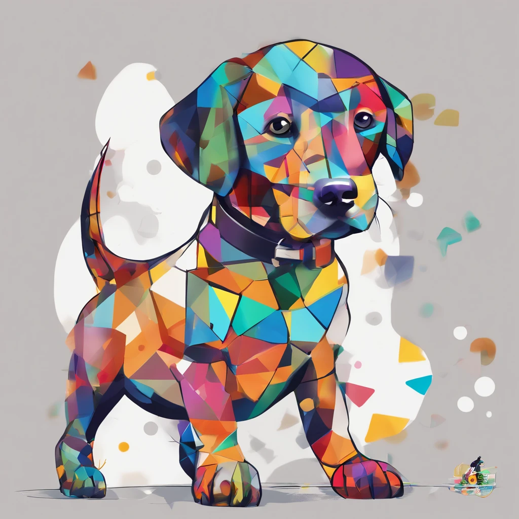 (cachorro labrador  ),(melhor pose),(best angle), (better expression), Eduardo Kobra acolchoamento ,multidimensional geometric wall PORTRAIT, arte, Chibi,Yang08k, lindo, Colouring,