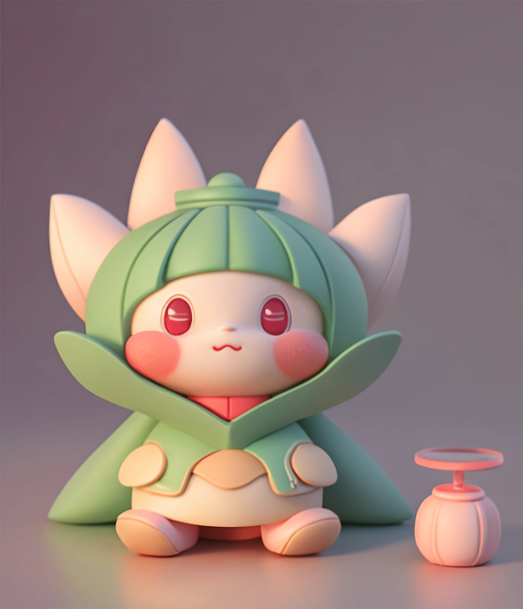 Big red lantern IP image C4D modeling 3d rendering clay material pastel color cute character blind box character texture
